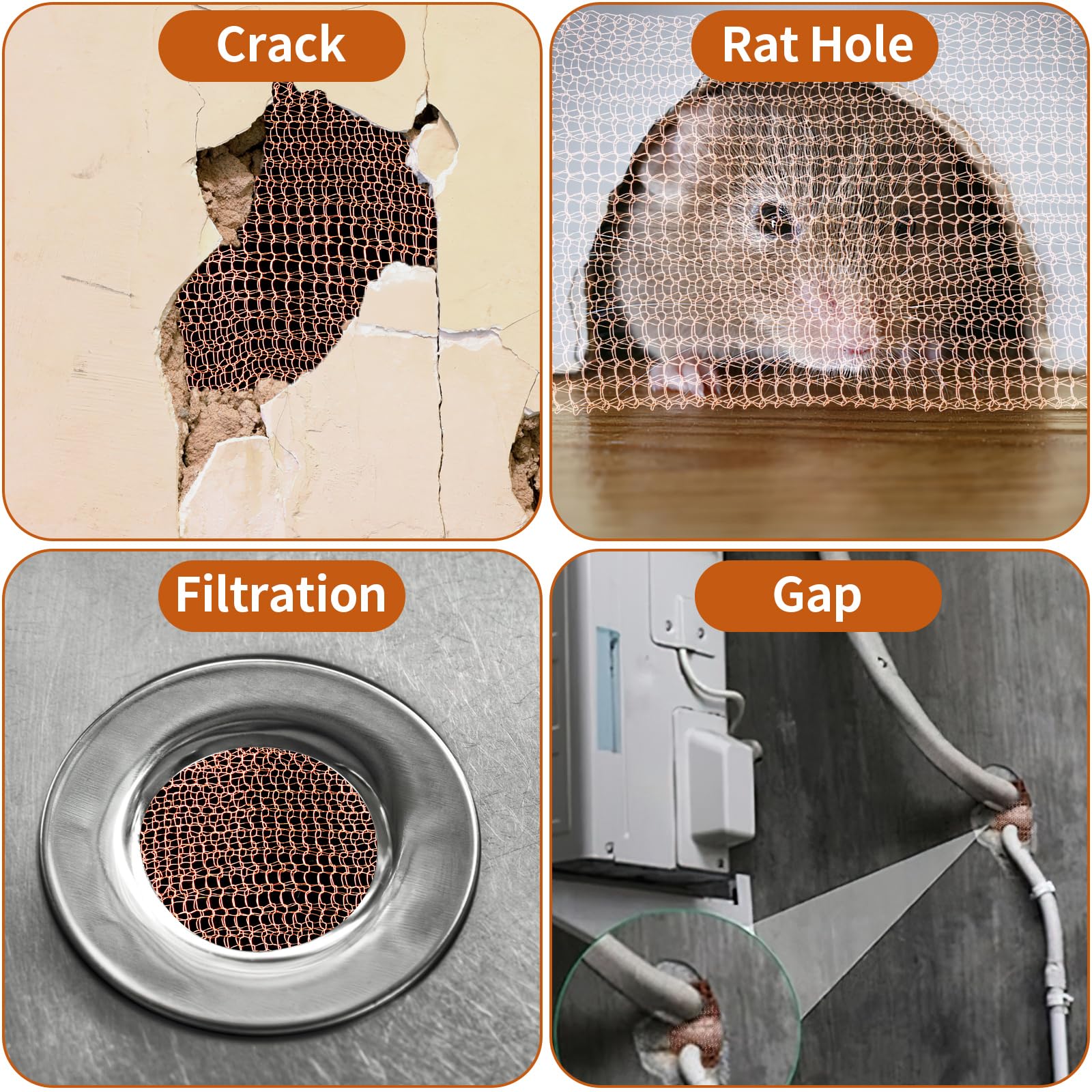 5” x 20 Feet 100% Pure Copper Mesh Roll for Rodent Control - Rustproof Copper Wool for Slugs, Mice & Rodent Defense - Includes Scissors for Easy Installation - Ideal for Hole Blocking, Gardening & Home Protection