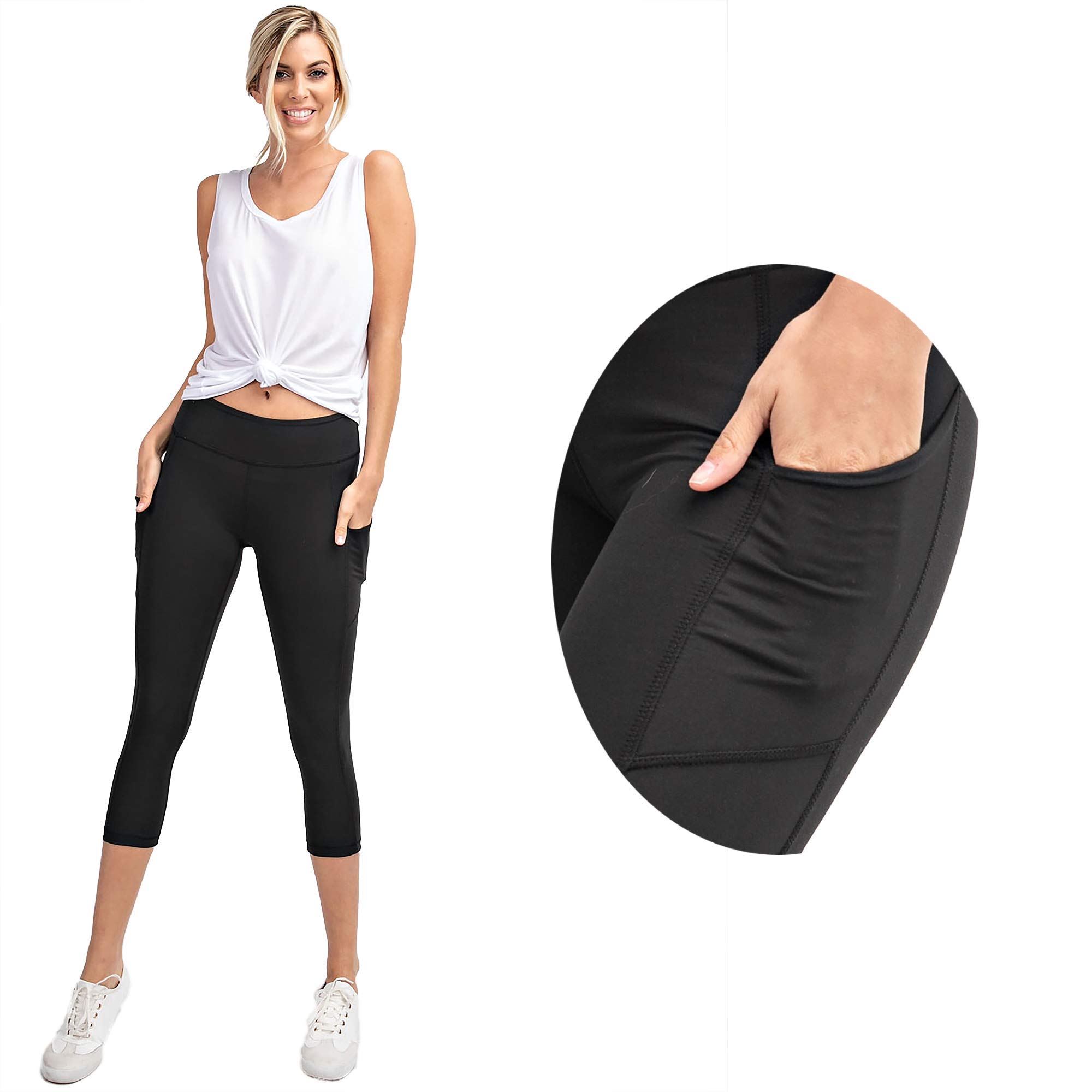 Women's High Waist Capri Butter Soft Leggings with Pockets - Yoga, Running, Lounge & Workout Pants - Sizes S to 3X - Perfect for Gym, Travel & Everyday Wear