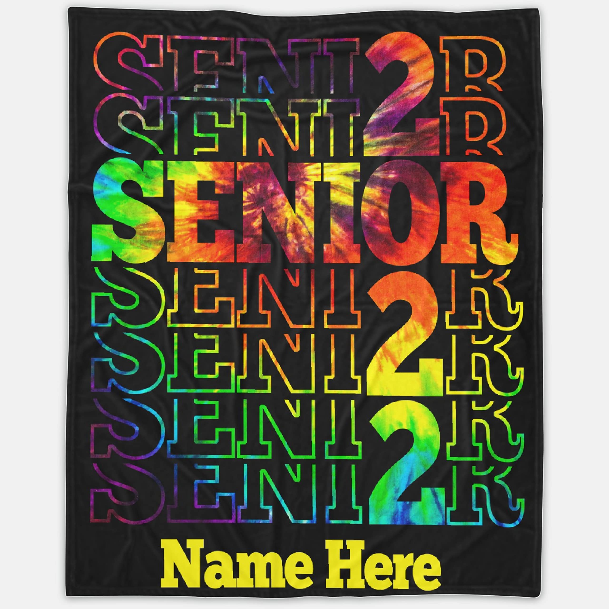 Custom Name Tie-Dye Blanket for Senior Class of 2022 - Super Soft Lightweight Throw (90