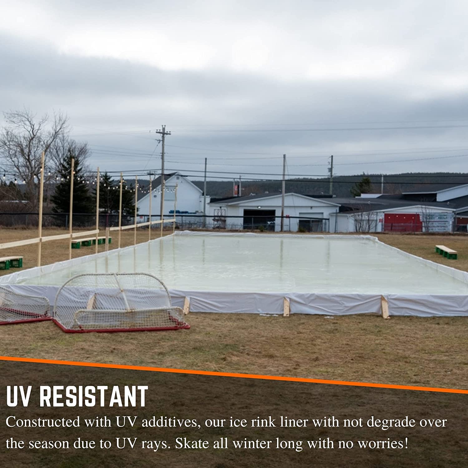 **Black & White 6 Mil Plastic Ice Rink Liner - Durable Backyard Ice Skating Rink Kit for DIY Outdoor Winter Fun - Perfect for Family Skating, Hockey Practice, and Backyard Ice Rinks**