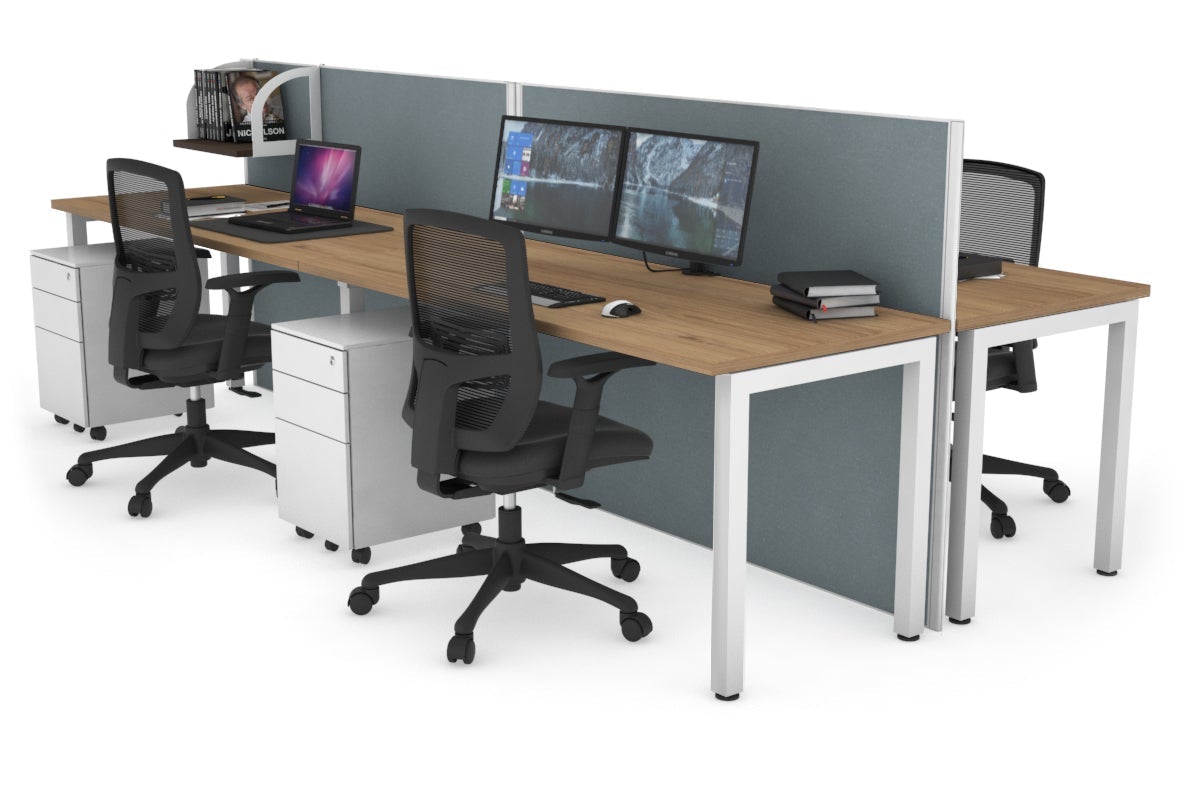 Horizon Quadro 4-Person Office Workstation Bench with Square Legs - 1200L x 700W Dimensions - Perfect for Collaborative Workspaces, Conference Rooms & Open Office Layouts