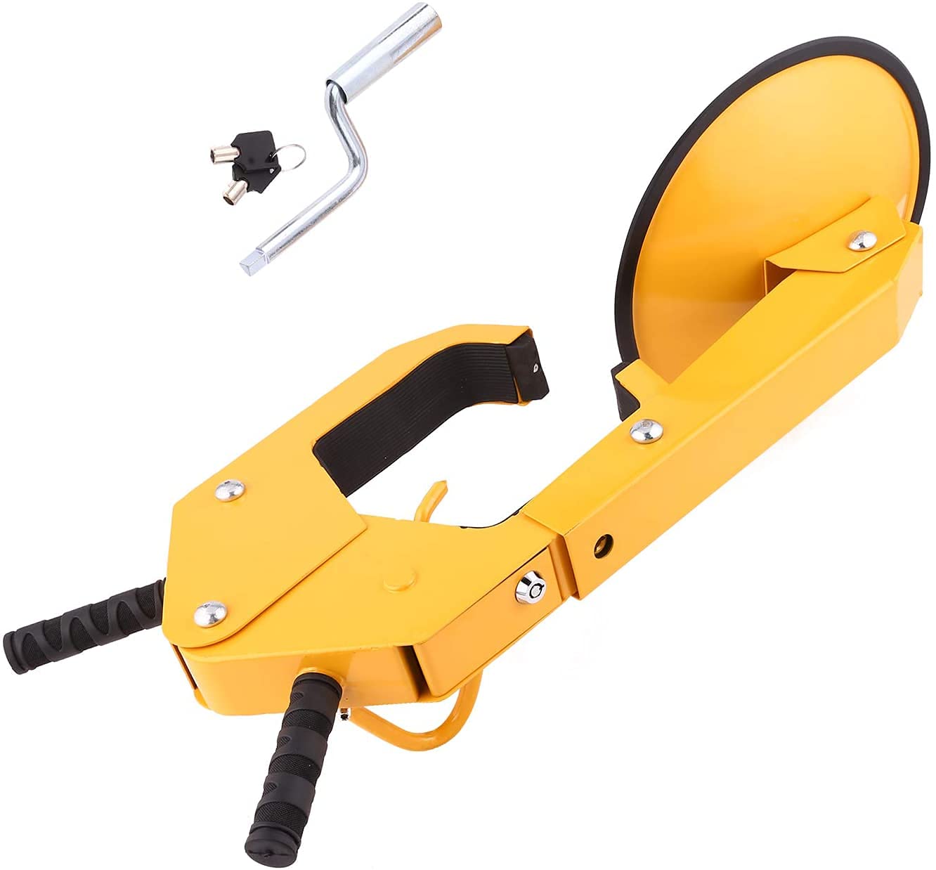 Heavy-Duty Steel Wheel Lock - Anti-Theft Car Tire Security Clip for Truck, SUV, ATV & RV Vehicles (74cm x 25cm, Yellow) - Perfect for Parking Security & Theft Prevention in Urban Areas, Road Trips & Long-Term Vehicle Storage