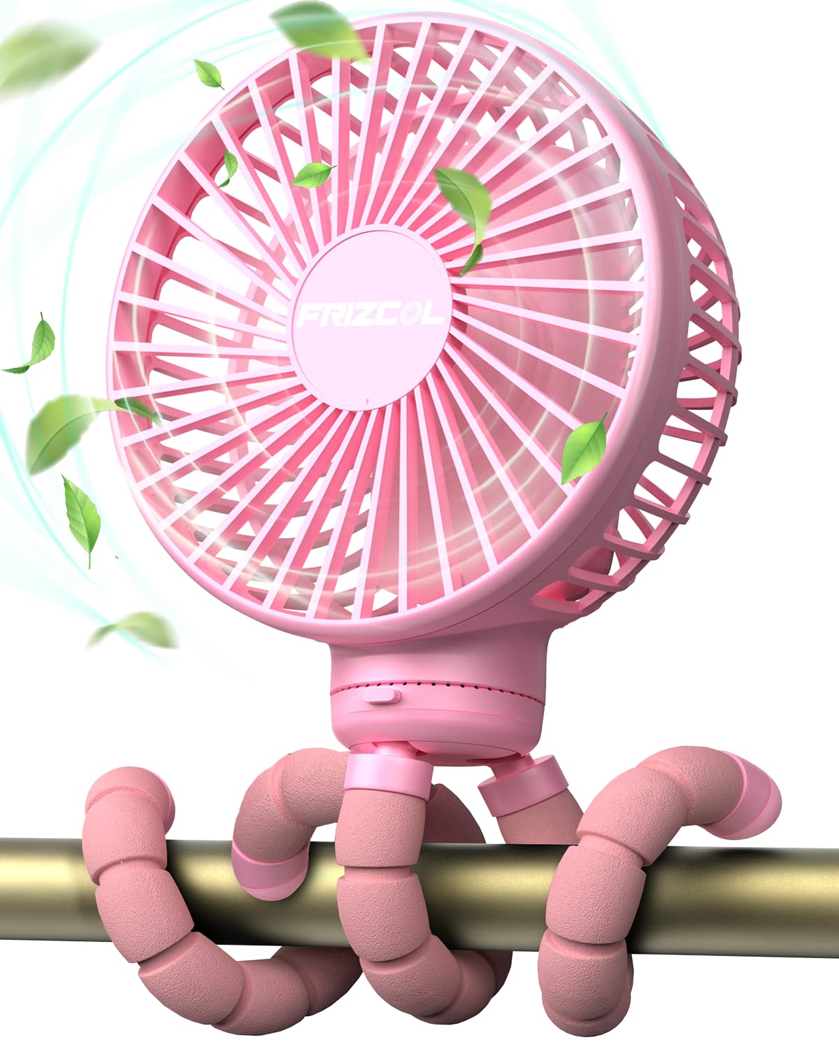 FRIZCOL Rechargeable Stroller Fan for Baby - Portable Clip On Fan with 24H Battery Life - Handheld, Car Seat, Desk & Camping Cooling Fan (Pink) | Perfect for Outdoor Activities, Nursery & Travel Use