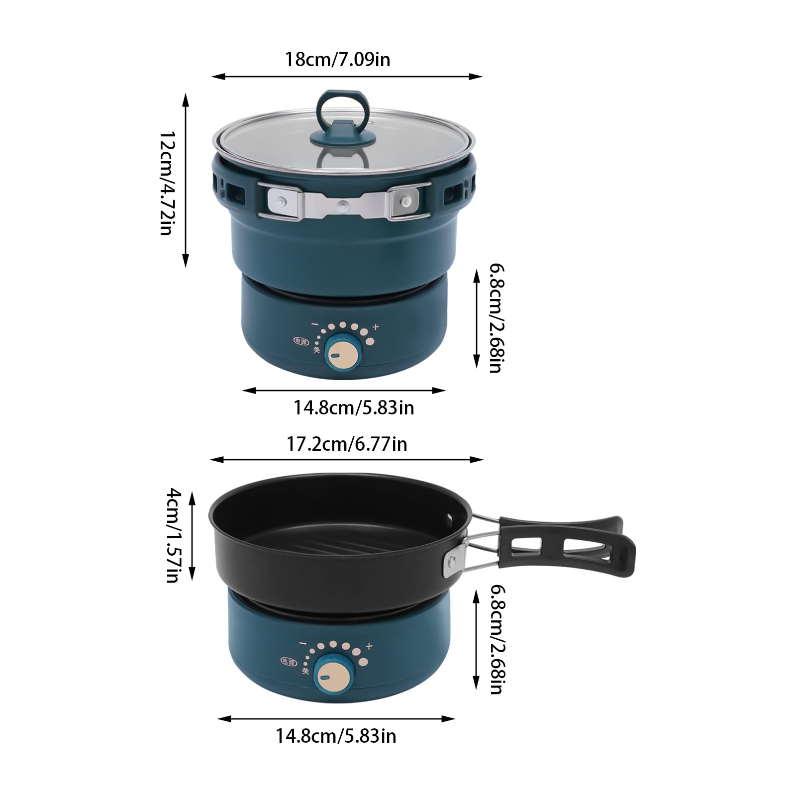 LYNICESHOP 110V Electric Hot Pot Cooker with Steamer - Portable Mini Travel Non-Stick Electric Skillet for Ramen, Pasta, Soup & More - Perfect for Dorms, Camping & Small Kitchens (Green)
