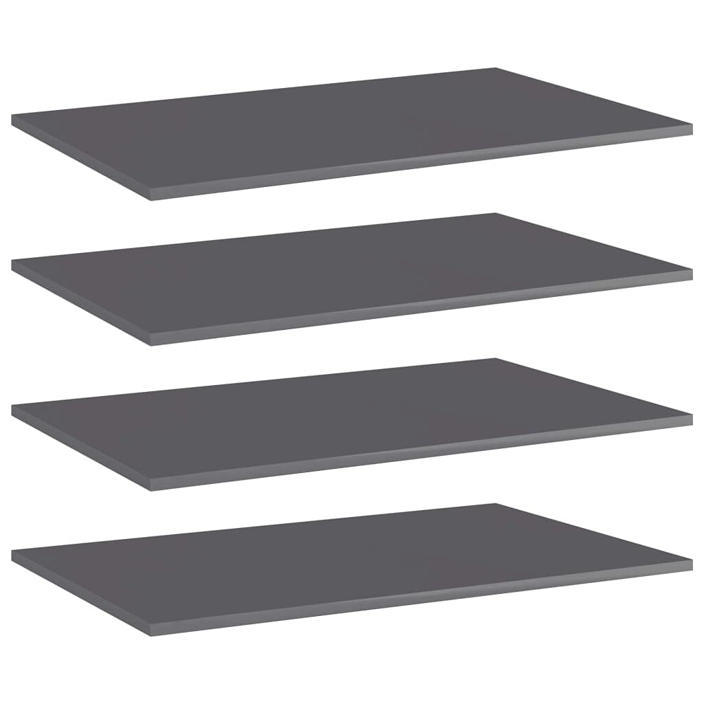 4-Pack High Gloss Gray Bookshelf Replacement Panels - Floating Shelves for Book Storage & Display - Modern Organizer for Home, Office & Retail (Accessories Not Included) - Perfect for Living Room, Bedroom & Store Decor
