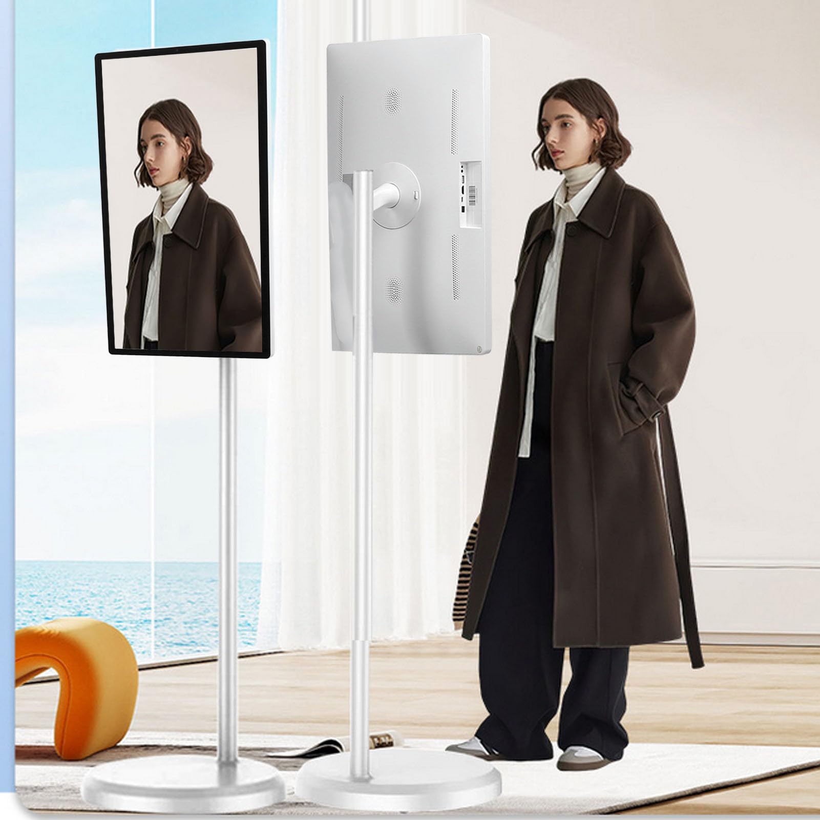 24 Inch Standing Smart TV with Touch Screen - Portable Wireless Projection Monitor for Home & Office | Strong Decoding, HD Display for Streaming, Gaming & Presentations