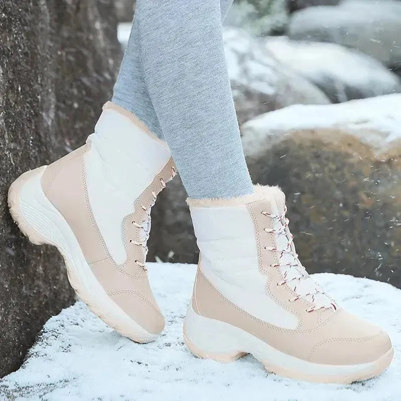 Trendy Women's Fur Lace-Up Ankle Boots for Winter - Warm Snow Boots for Casual Outfits & Cold Weather Fashion