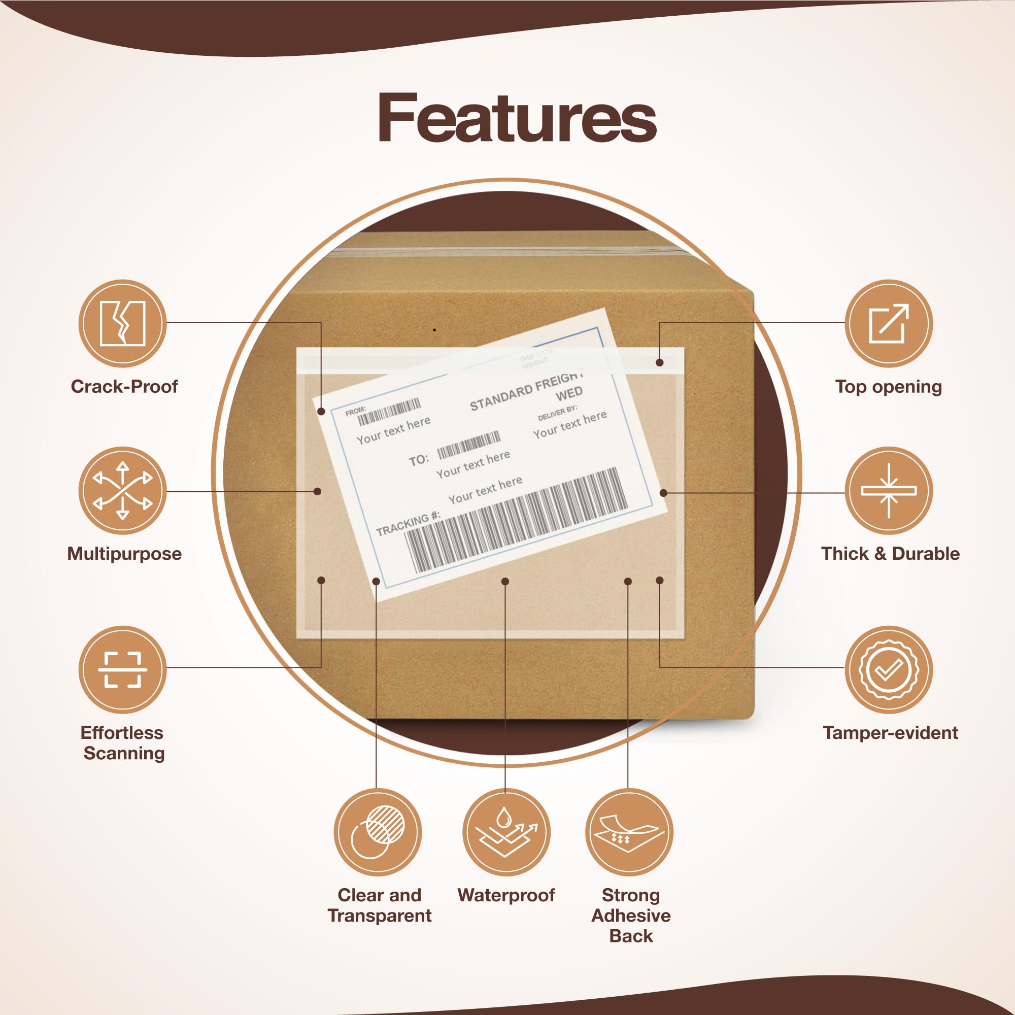 500 Pack 6x10 Shipping Label Sleeves with Strong Adhesive - Waterproof & Durable Document Protectors for Secure Mailing & Packaging | Ideal for E-commerce, Office Mailings & Business Shipping Needs