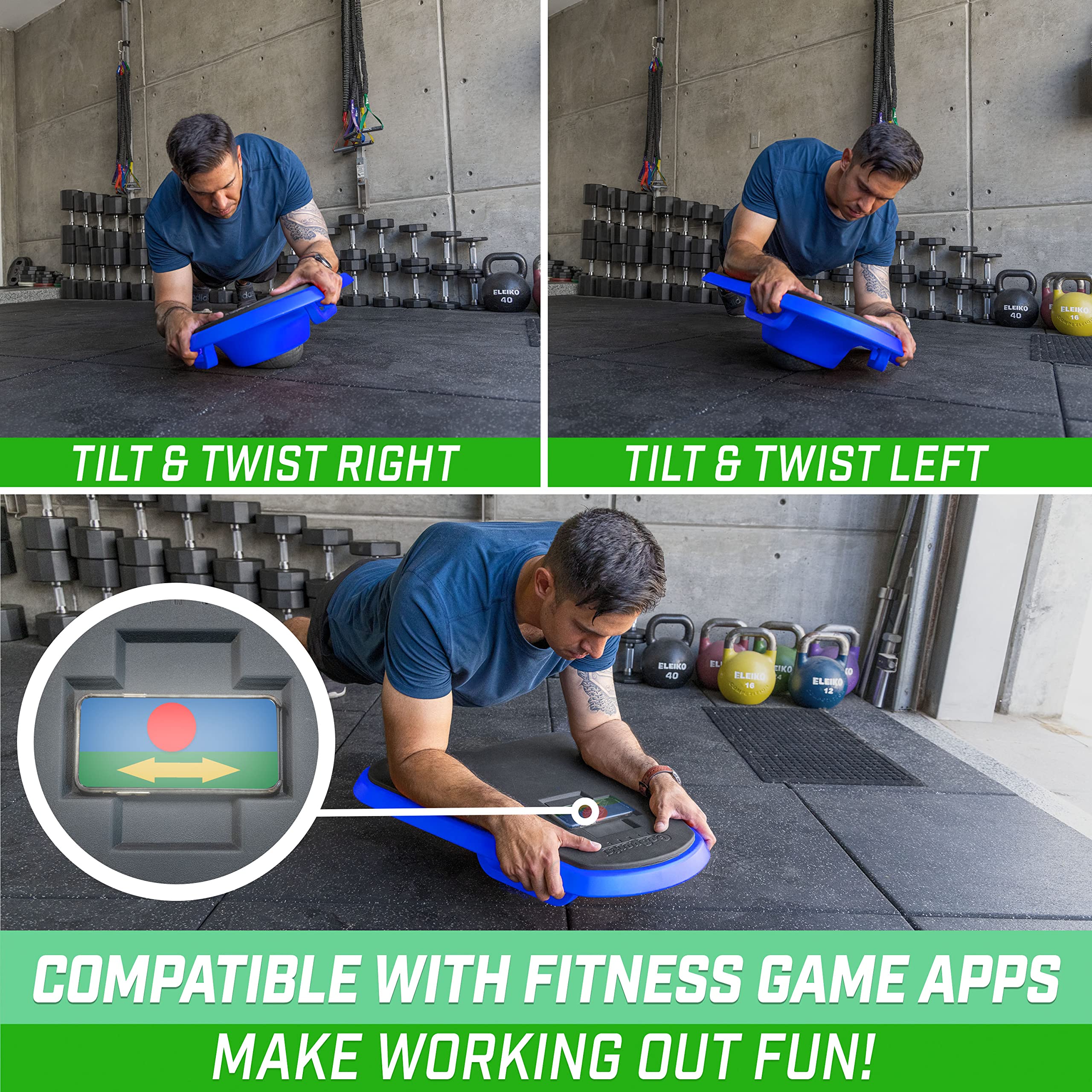 GoSports Fitness Plank Board with Smartphone Holder - Blue or Red - Core Training Equipment for Full Body Workouts | Perfect for Home Gym, Yoga & Pilates Exercises