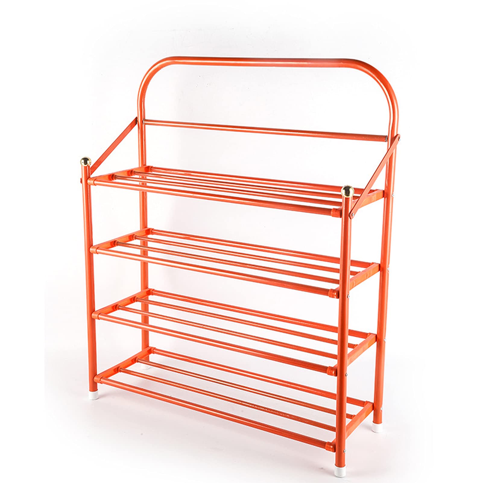 Foldable 4-Tier Stainless Steel Shoe Rack - Space Saving Shoe Organizer for Home, Entryway & Closet (Orange) | Perfect for Small Spaces & Apartment Living