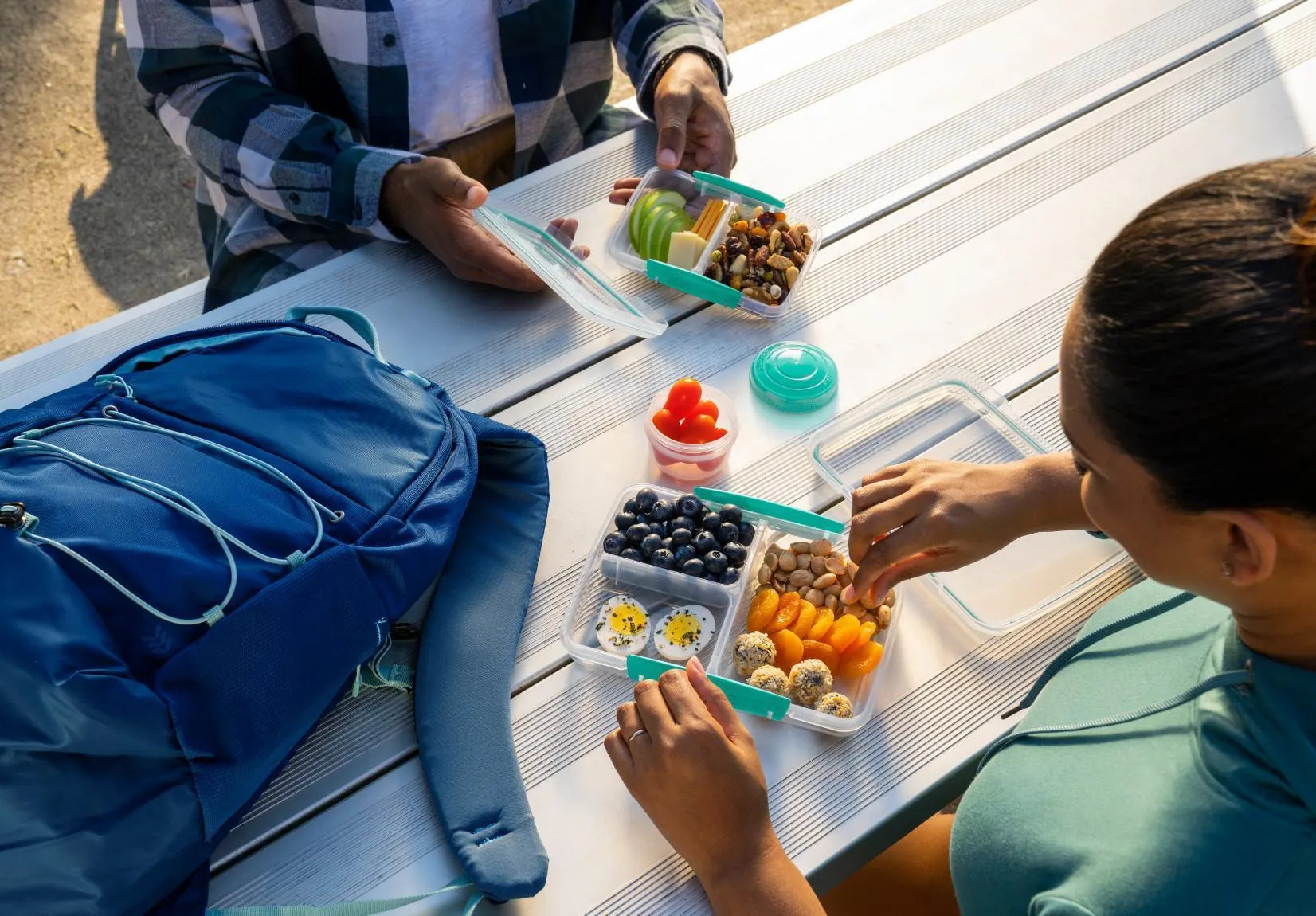 1.25L Bento Cube Lunch Box with Yogurt Container - Leakproof Meal Prep Container for Work, School & Picnics - Teal Color