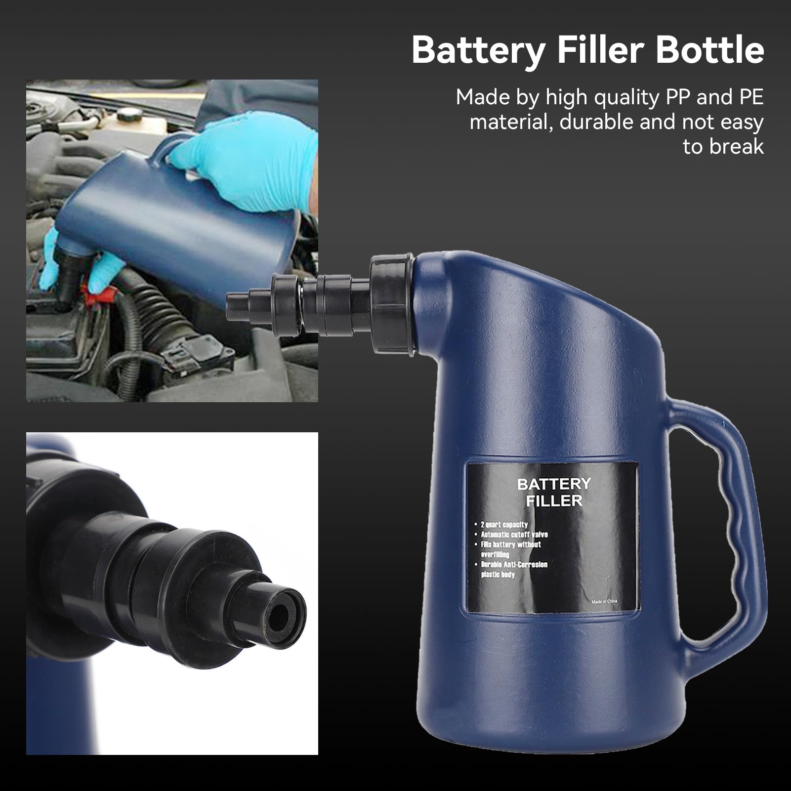 2 Quarts Battery Filler Bottle with Auto Shut Off & Drip-Free Valve - Golf Cart & Automotive Battery Water Filler Jug - Prevent Spills & Mess - Perfect for Golf Carts, Cars, Trucks, and Marine Batteries