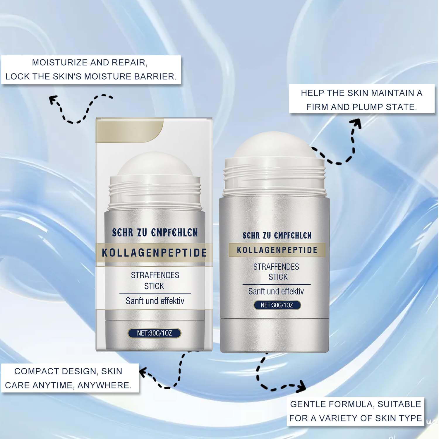 2-Pack Collagen Peptide & Retinol Firming Serum Stick for Face & Neck – Anti-Aging Treatment to Tighten Wrinkles, Laugh Lines & Improve Skin Elasticity – Perfect for Daily Skincare Routine & Travel