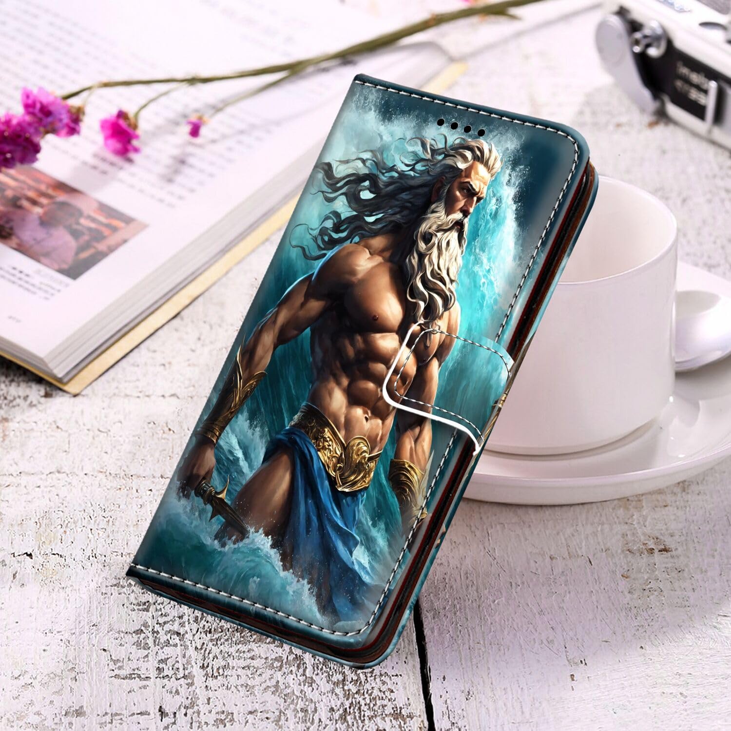 Samsung Galaxy XCover 4 Wallet Case - PU Leather with Card Holder & Wrist Strap for Outdoor Use
