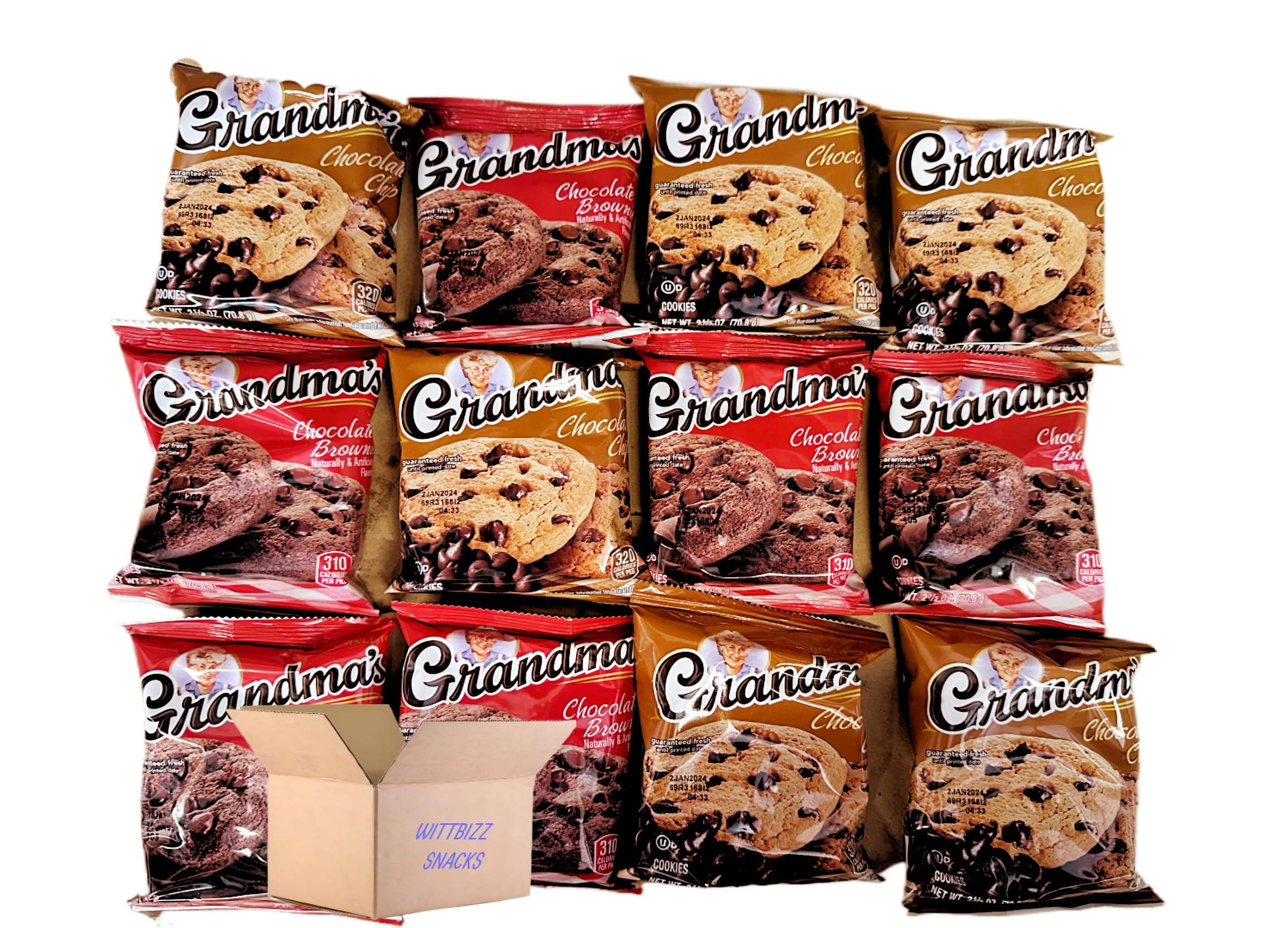Wittbizz Snacks Bundles - 12 Pack Brownie & Chocolate Chip Cookies | Delicious Homemade Desserts for Parties, Gifts & Office Treats | Premium Baked Goods for Holidays & Special Occasions