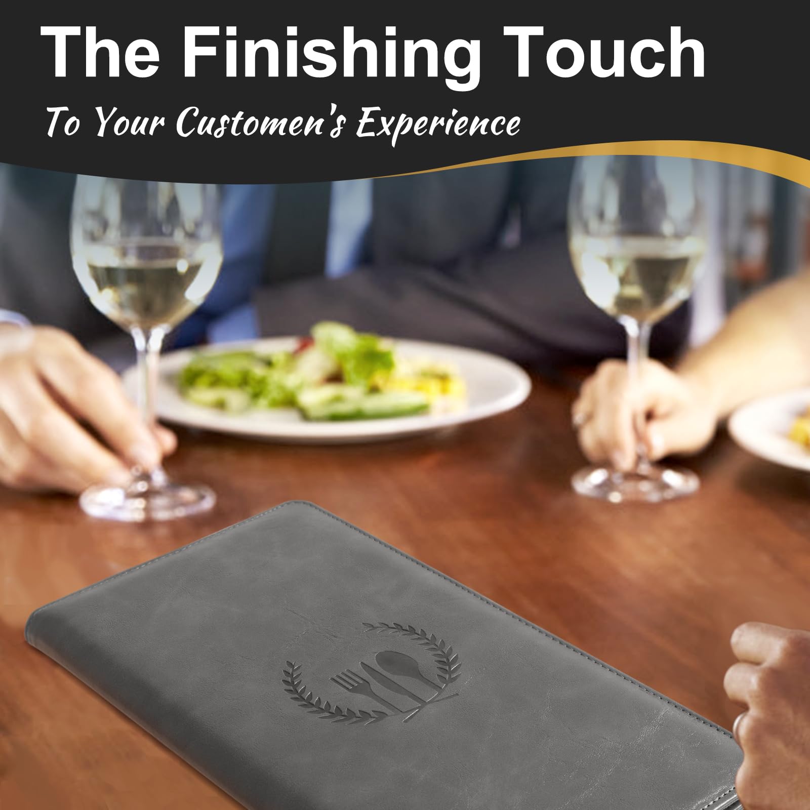 Cobak Restaurant Check Presenters - 20 Pack Gray Leather Bill Holders for Waiters, Customer Check Holders - Perfect for Restaurants, Cafes, and Bars