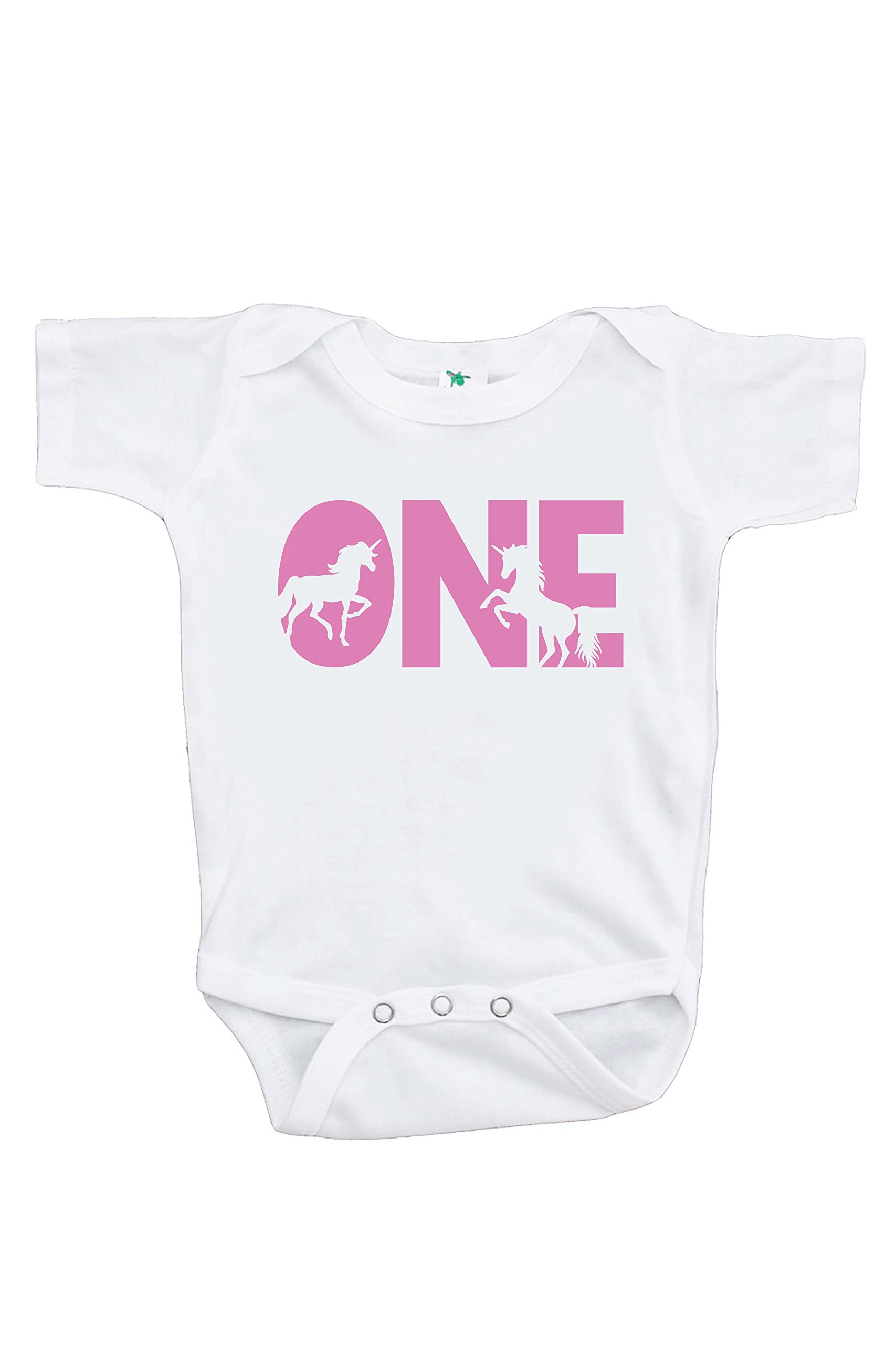 7 Ate 9 Apparel Kids First Birthday Unicorn Bodysuit - Cute Baby Outfit for Birthday Party, Photo Shoot & Special Occasions