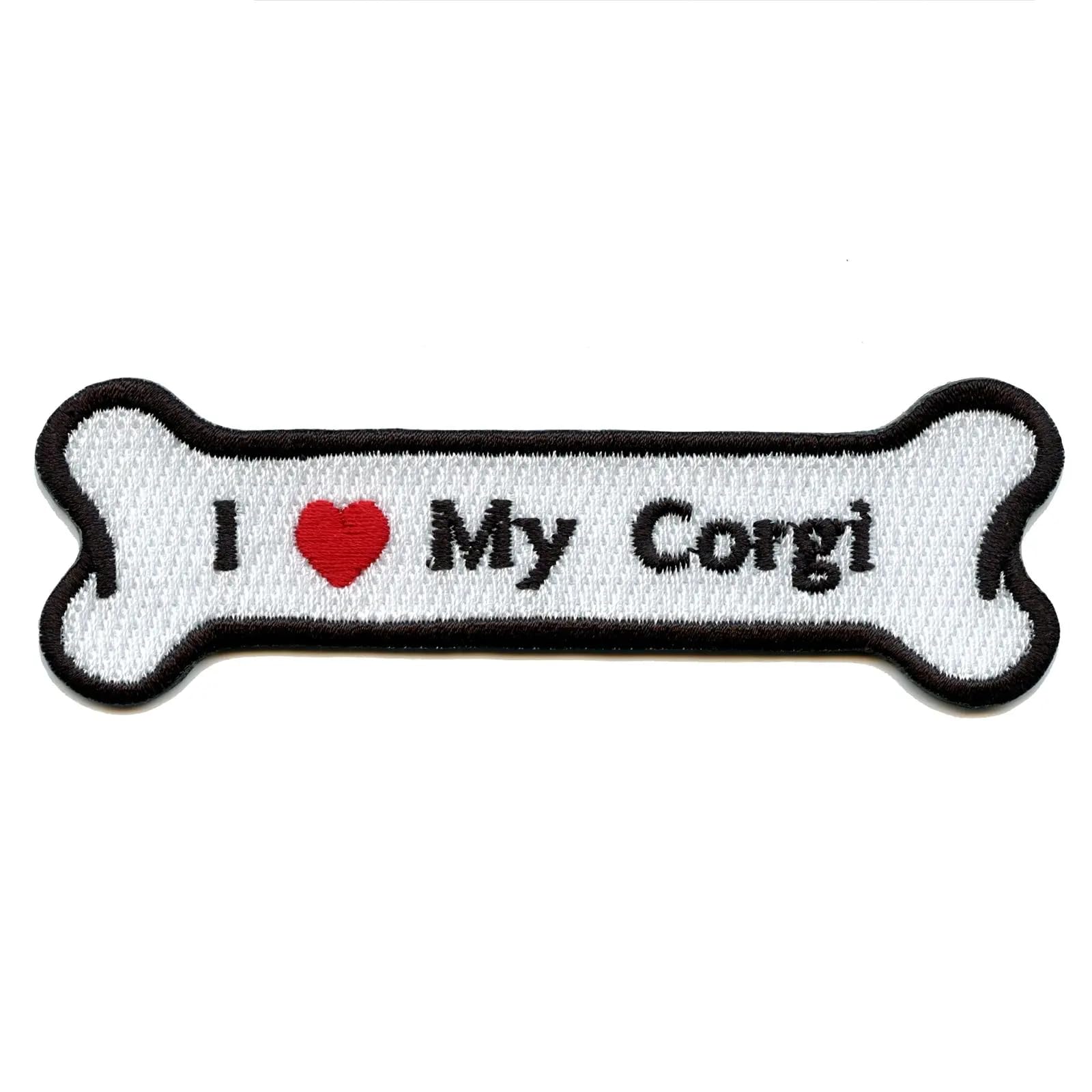 I Heart My Corgi Dog Bone Patch - Embroidered Iron-On Applique for Pet Clothes, Hats & Accessories | Perfect for DIY Crafts, Costumes & Pet Fashion