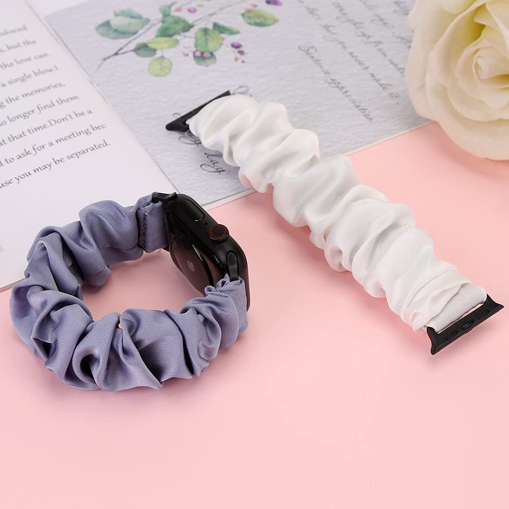Tiptops 3 Pack Apple Watch Bands Compatible with 38mm-49mm iWatch Ultra 2 Series 10/9/8/7/6/5/4/3/2/1/SE - Soft Fabric Scrunchies Wristbands for Women, Stylish Printed Elastic Straps - Perfect for Workouts, Office & Casual Wear