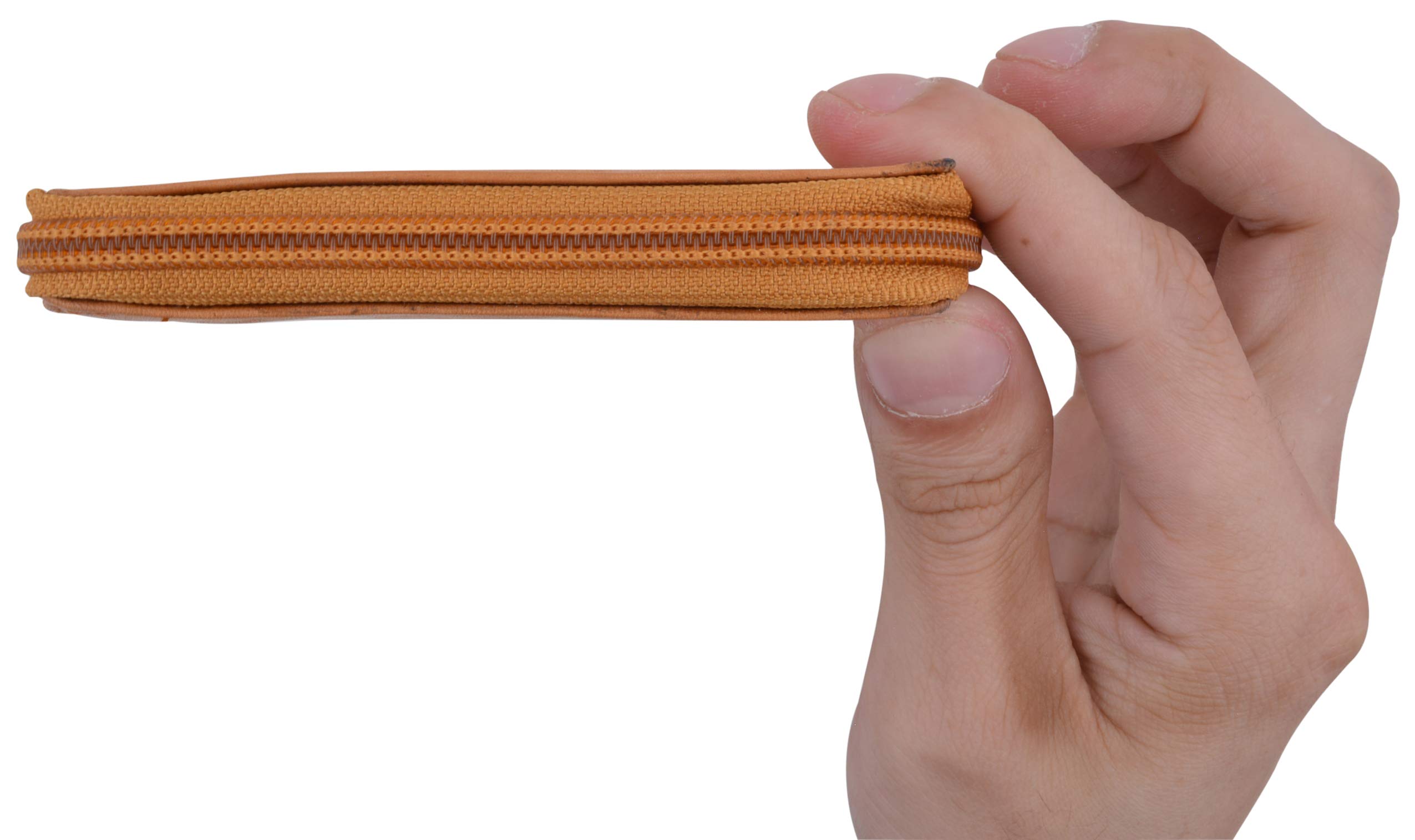 MARSHAL RFID Blocking Men's Leather Wallet with Zipper - Tan | Slim Bifold Credit Card Holder for Travel & Everyday Use