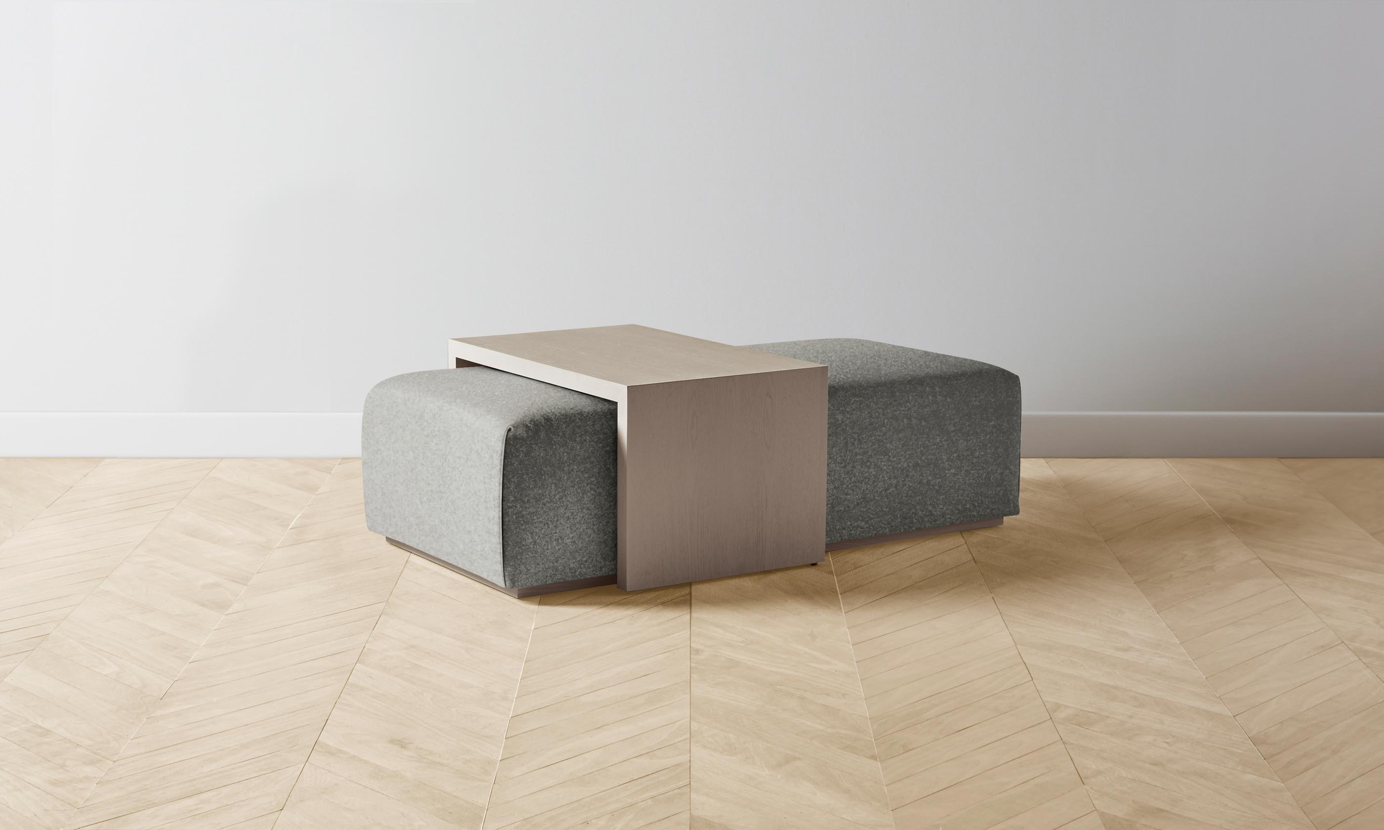 The Bowery Ottoman in Merino Granite - Modern Footrest & Storage Bench for Living Room, Bedroom, or Office