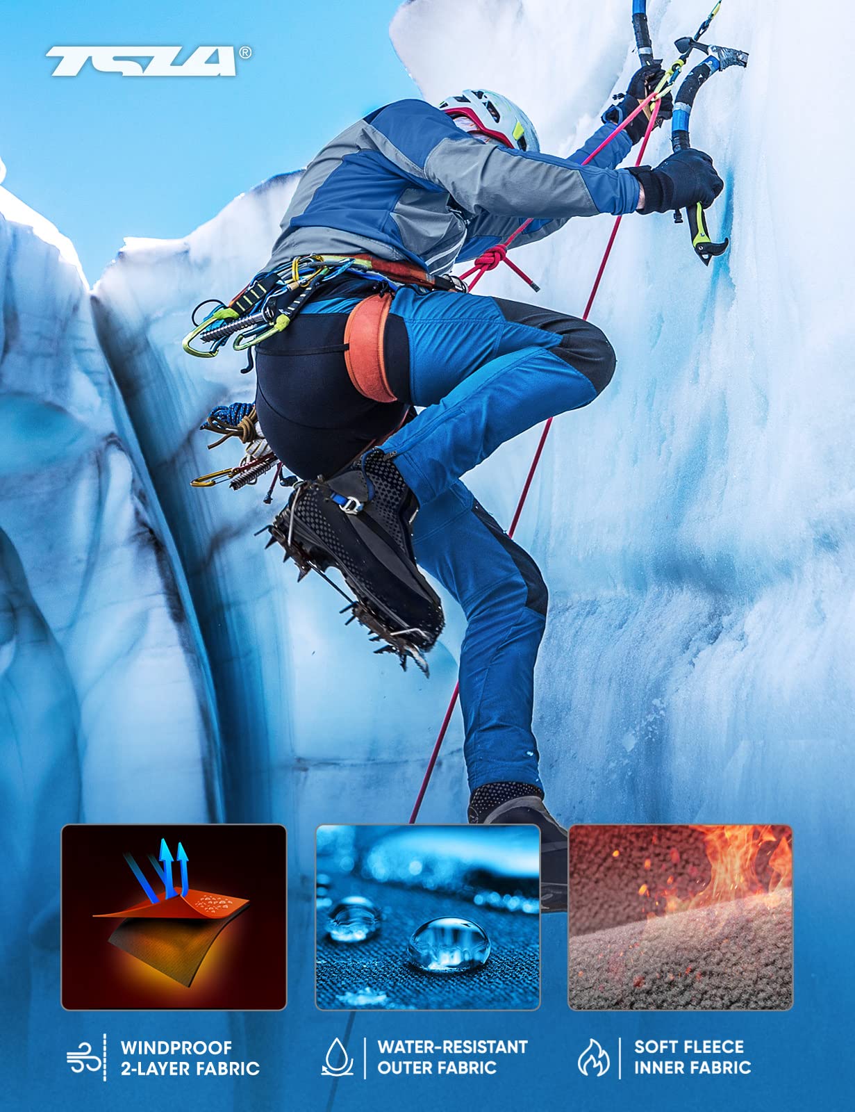 TSLA Men's Waterproof Softshell Cargo Pants - Winter Snow Ski & Snowboard Pants, Fleece-Lined Hiking & Outdoor Work Pants for Cold Weather Activities