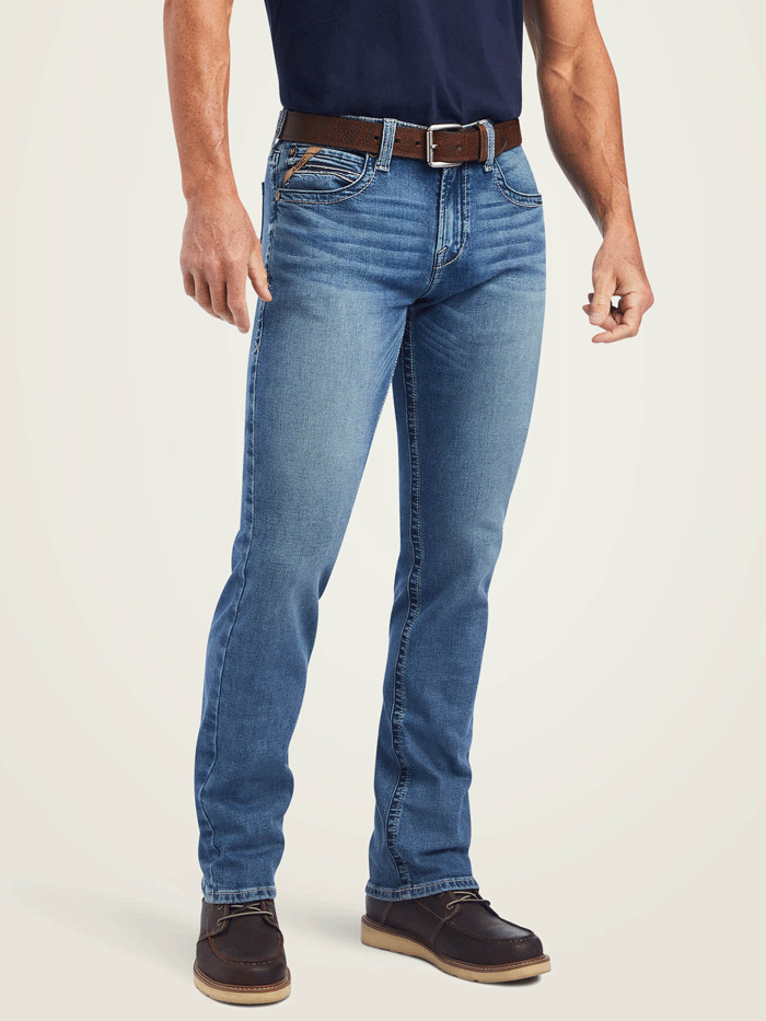 Ariat Men's M7 Slim Wessley Straight Fit Jean in Gaviota Wash - Durable Denim Pants for Work, Casual Wear & Outdoor Activities