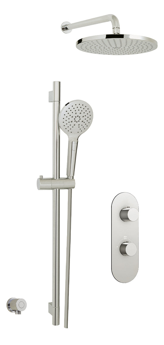 AQUABRASS 2-Way Shower Faucet System U01 with Rough-In Valve - Chrome & Brushed Nickel Finish for Modern Bathroom Renovation