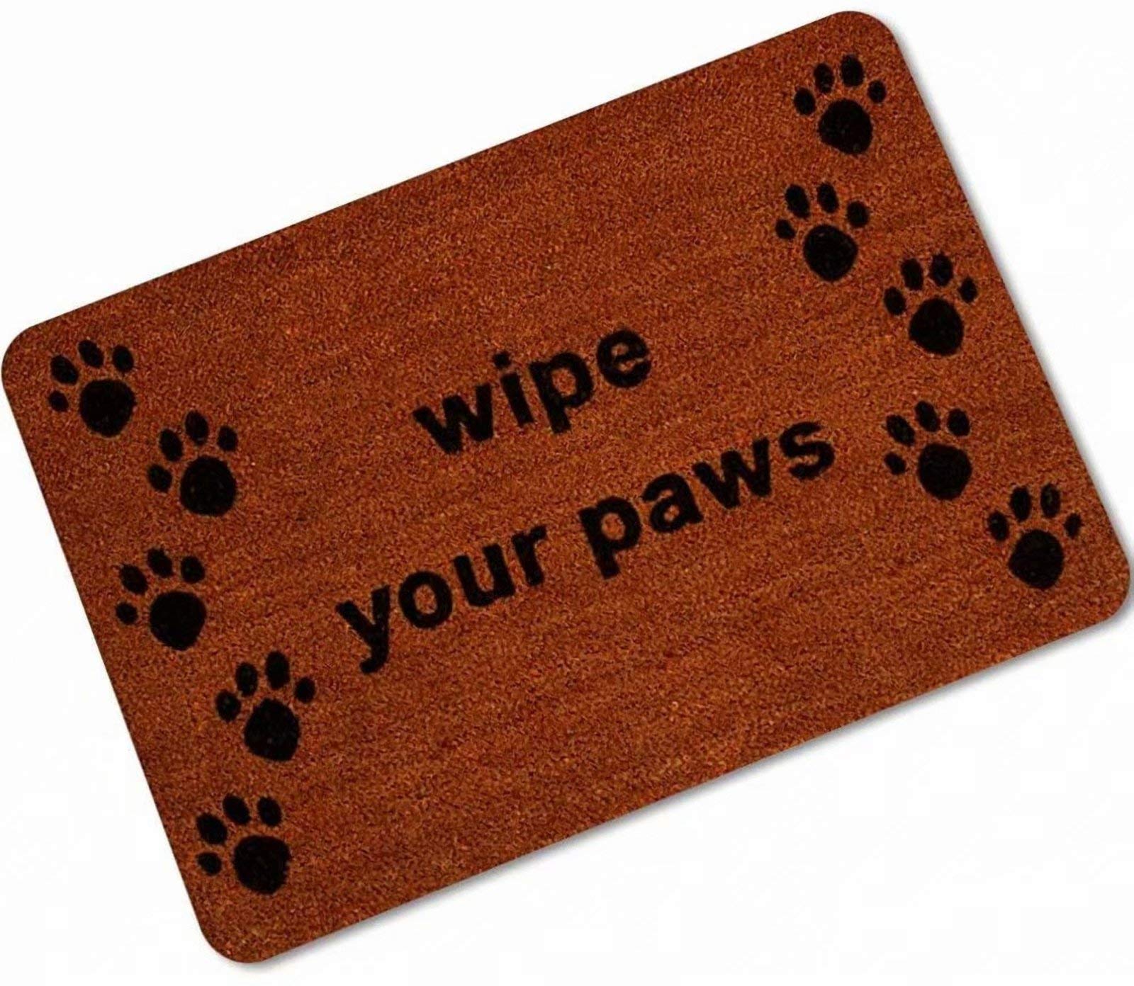 Non-Slip Universal Door Mat with Wipe Your Paws Design & Shoe Scraper - 15.7x23.6 Inch Rubber Backed Floor Mat for Entryway, Porch, and Mudroom - Durable Welcome Mat for Home, Office & Outdoor Use