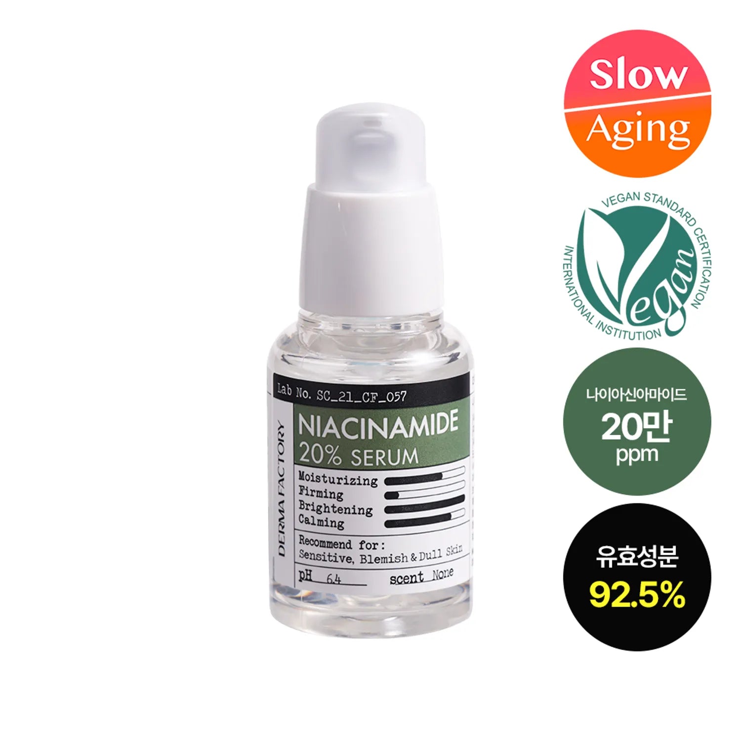 DERMA FACTORY Niacinamide 20% Vitamin B3 Serum 30ml - Brightening & Hydrating Facial Treatment for Dark Spots & Acne Scars - Perfect for Night Skincare Routine & Daily Glow Boost