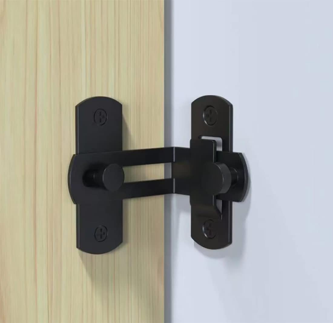 90 Degree Stainless Steel Flip Door Sliding Latch - Extra Large 37MM Safety Door Lock with Brushed Finish | Right Angle Curved Door Buckle for Cabinet, Wardrobe, Storage Box & Home Security