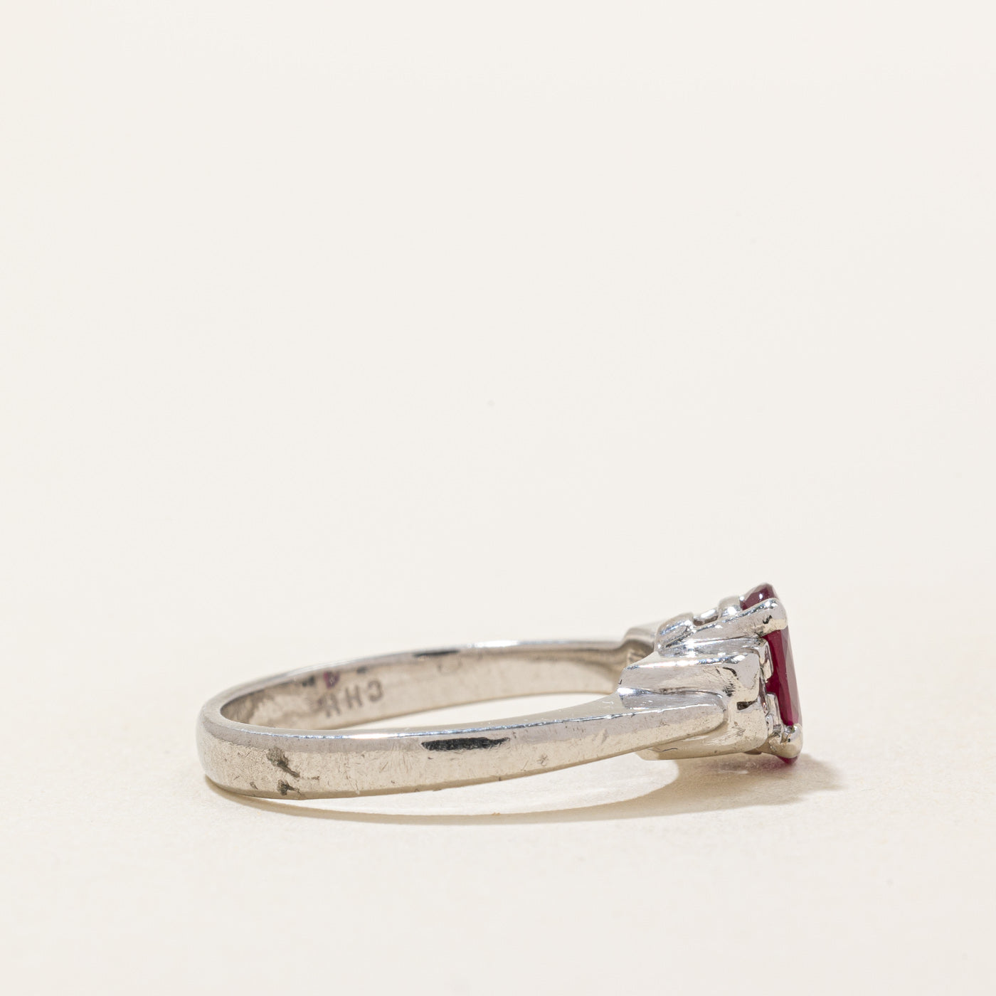 Exquisite Ruby & Diamond Three Stone Ring | 0.65ct Ruby & 0.10ctw Diamonds | Size 6 | Perfect for Anniversary, Engagement & Special Occasions