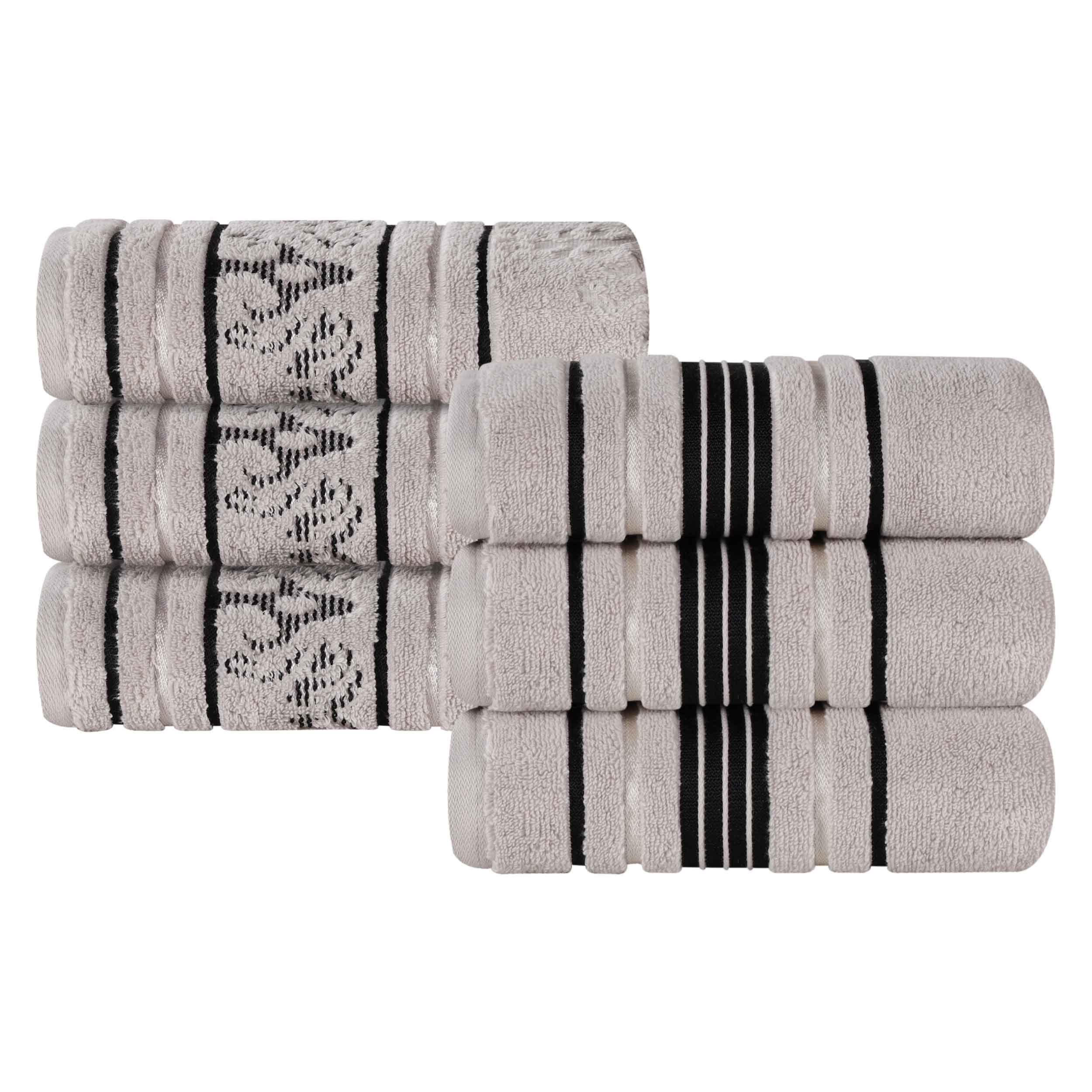 Premium 6-Pack Sadie Zero Twist Cotton Hand Towels - Solid & Jacquard Floral Designs | Soft, Absorbent Bath & Kitchen Towels for Home, Spa, and Guest Use