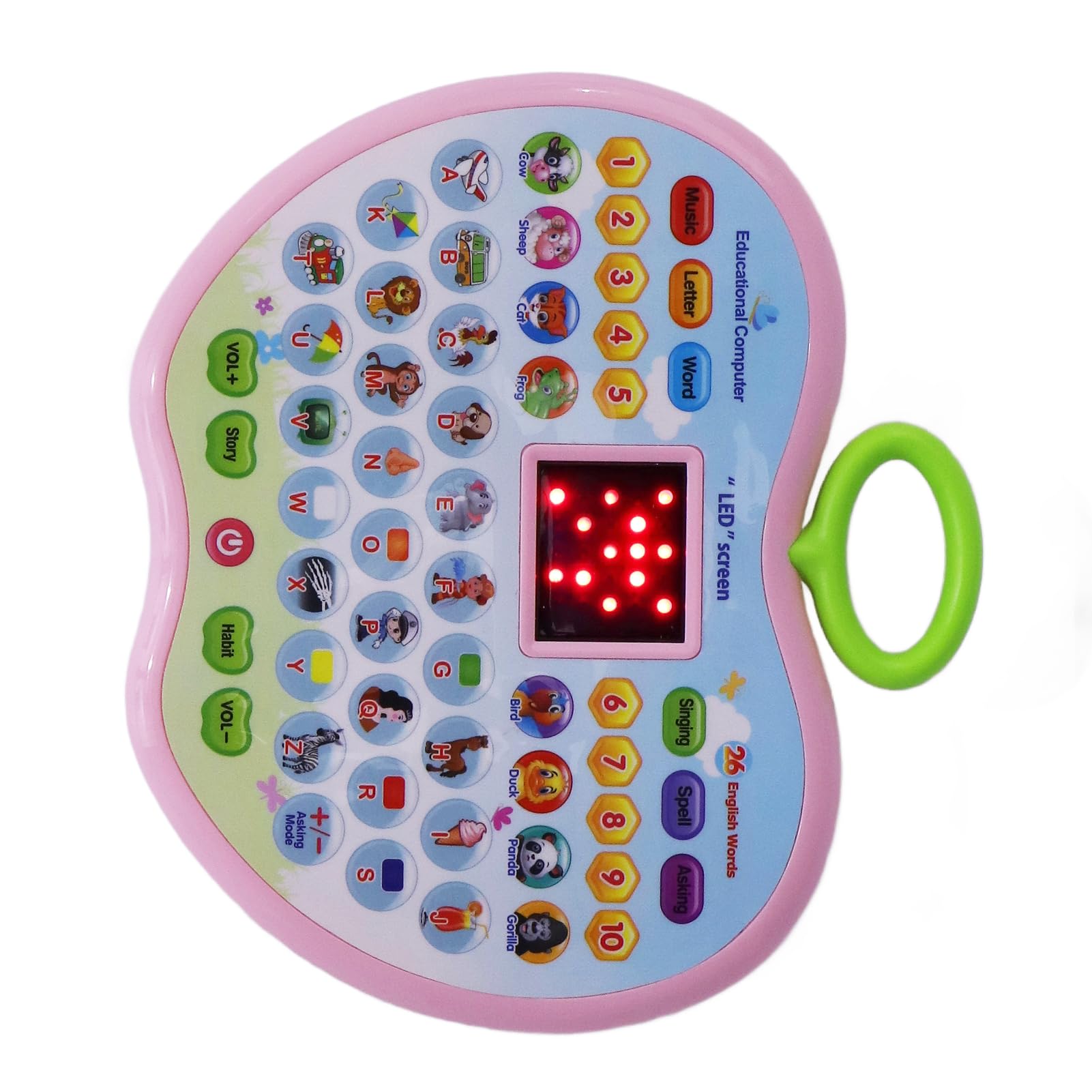 Kids Learning Tablet - 10 Teaching Modes with LED Display for Toddlers | Educational Toy for Boys & Girls (Pink) - Perfect for Home & Travel Learning