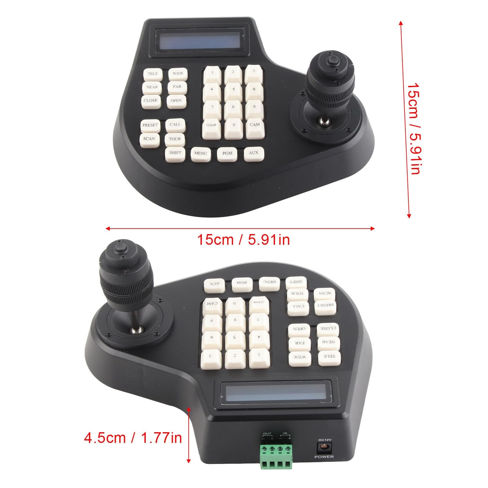 Mini Analog PTZ Camera Keyboard Controller - ABS Joystick for Security Cameras (100-240V, US Plug) | Perfect for Courtyard Surveillance & Home Security Systems
