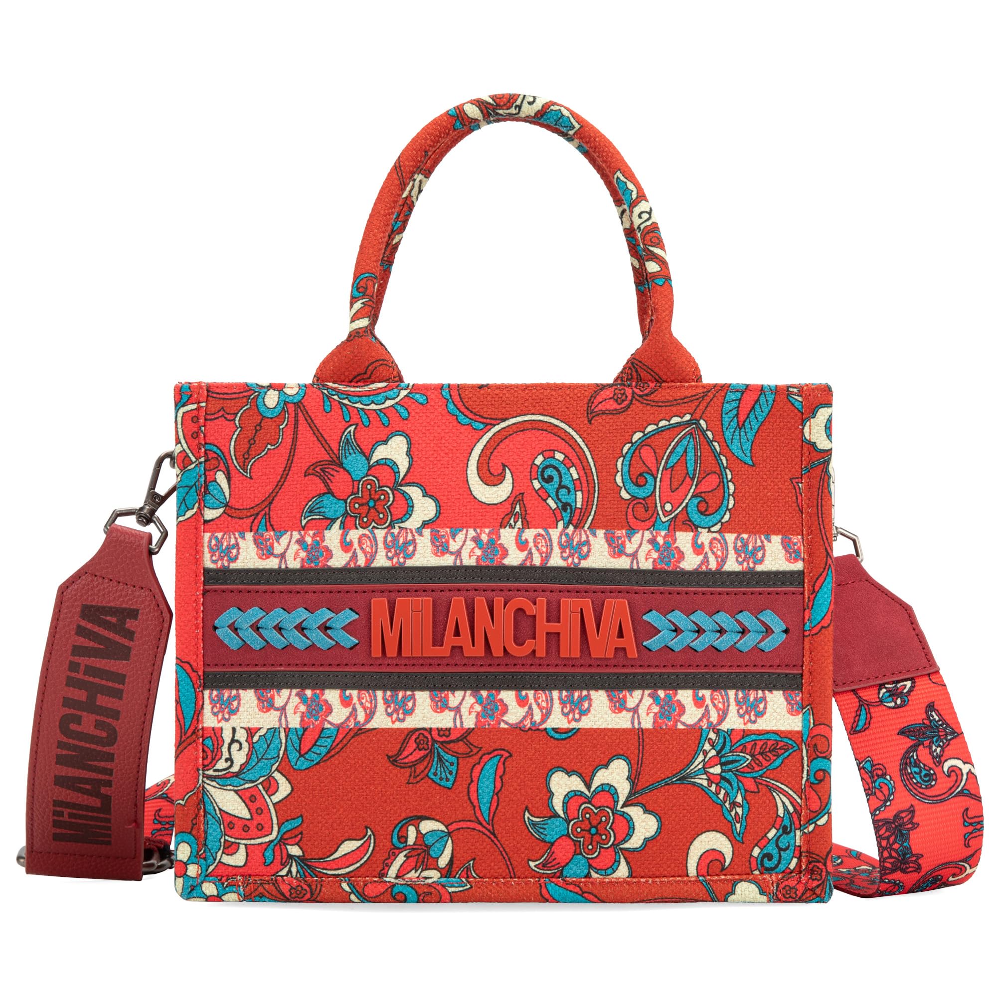 Milan Chiva Floral Tote Bag for Women - Stylish Top-Handle Shoulder Purse - Perfect for Work, Travel & Everyday Use