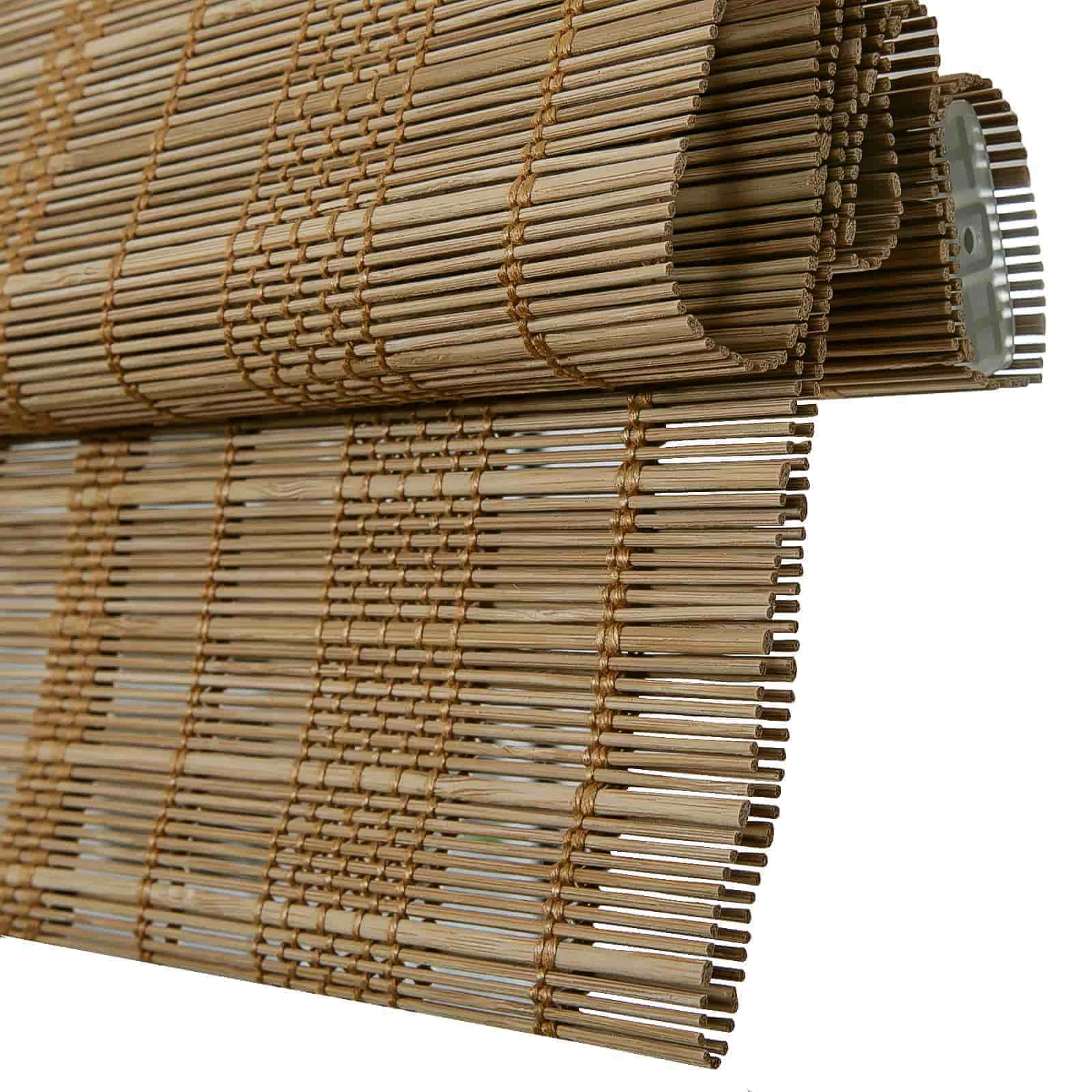 Rae Natural Woven Bamboo Shade - Walnut Wooden Window Blinds for Living Room, Bedroom & Office | Eco-Friendly Light Filtering Shades
