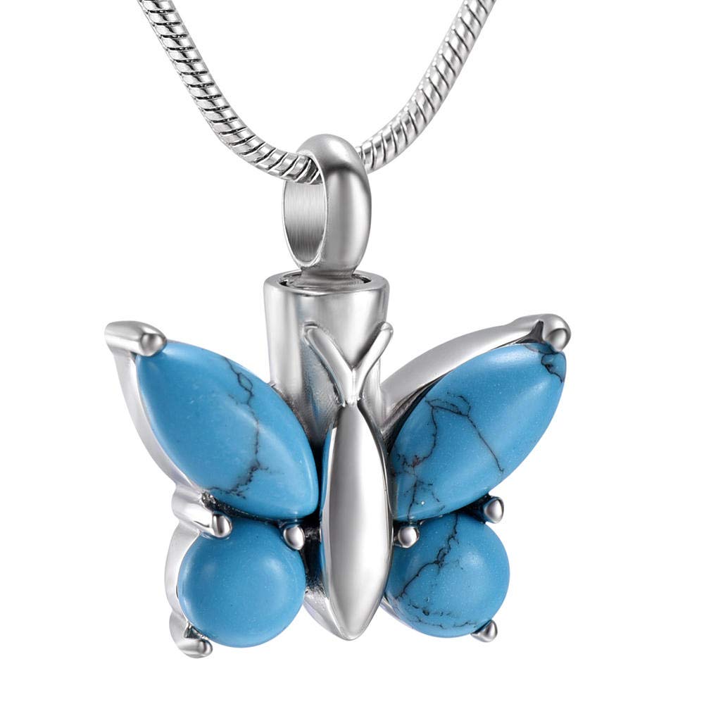 20mm Crystal Butterfly Memorial Urn Pendant - Stainless Steel Pet & Human Ashes Jewelry - Cremation Necklace with Filling Kit - Elegant Feminine Charm for Remembrance - Perfect for Memorial Gifts & Keepsakes
