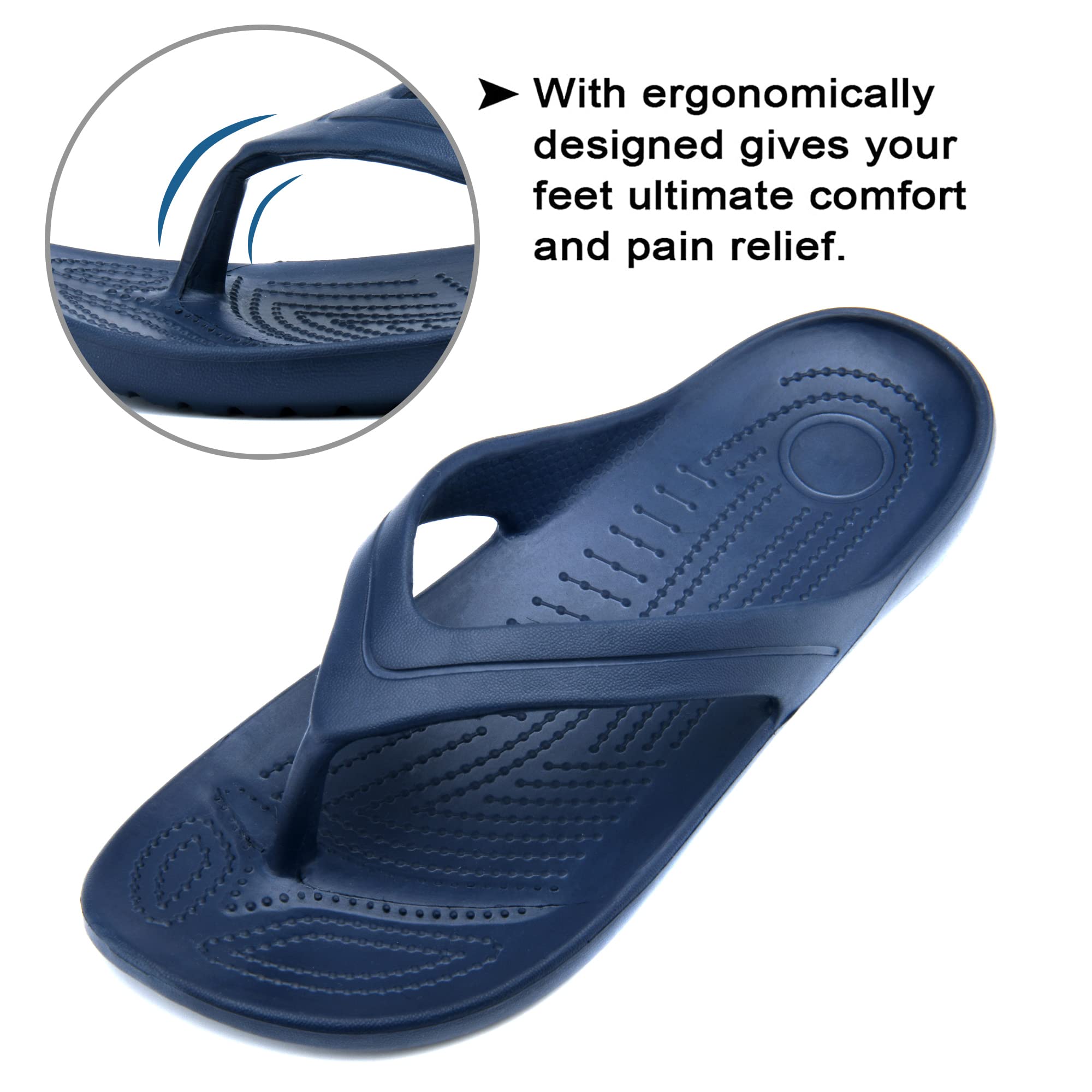 Temi Women's Flip Flops - Soft Lightweight Sandals for Women, Anti-Slip Casual Slippers, Shower Beach Pool Bathroom Slides - Perfect for Summer, Vacation, and Relaxing at Home