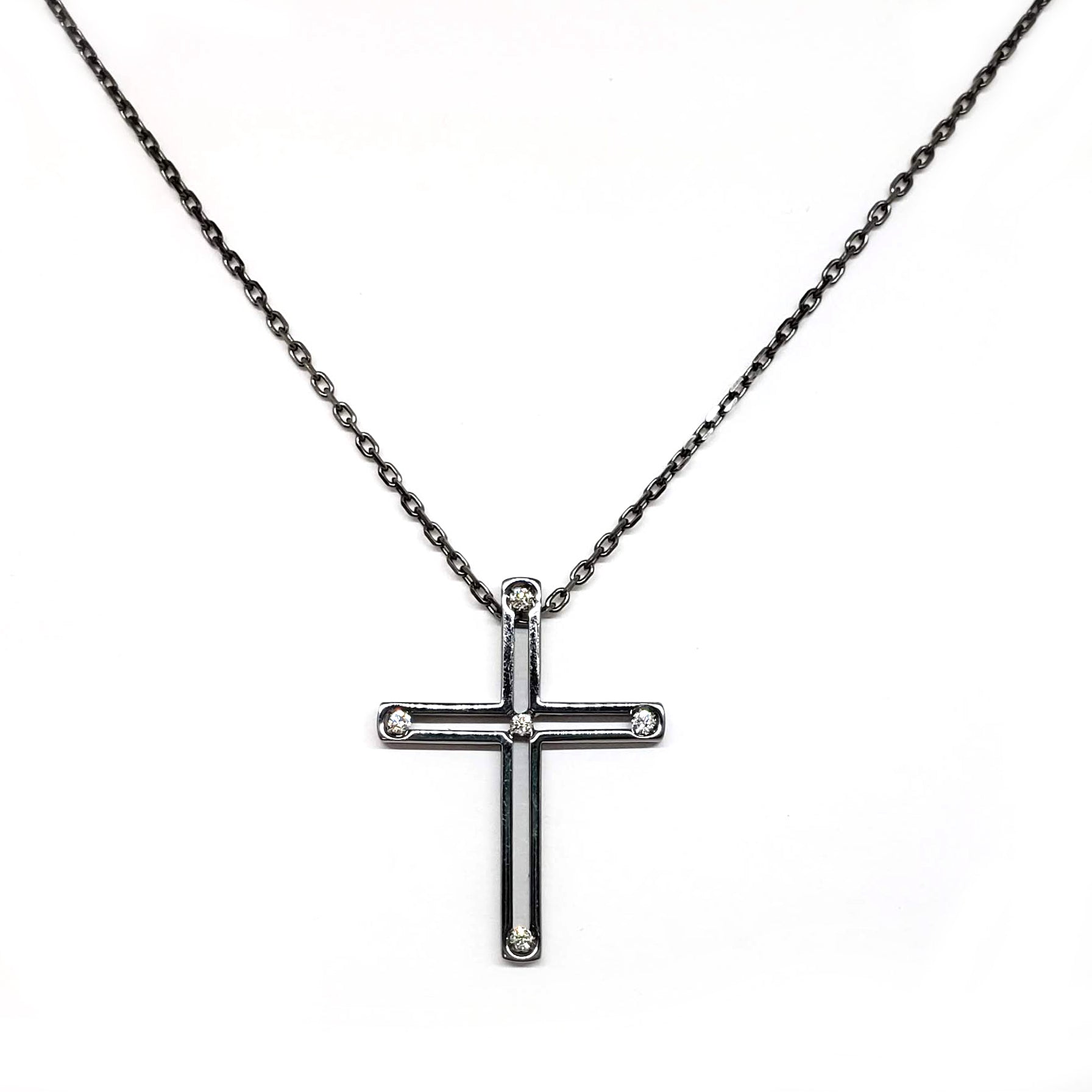 Damiani Black Cross Pendant Necklace - 18K Gold & Diamond Accents for Men & Women | Perfect for Gifts, Weddings & Religious Occasions