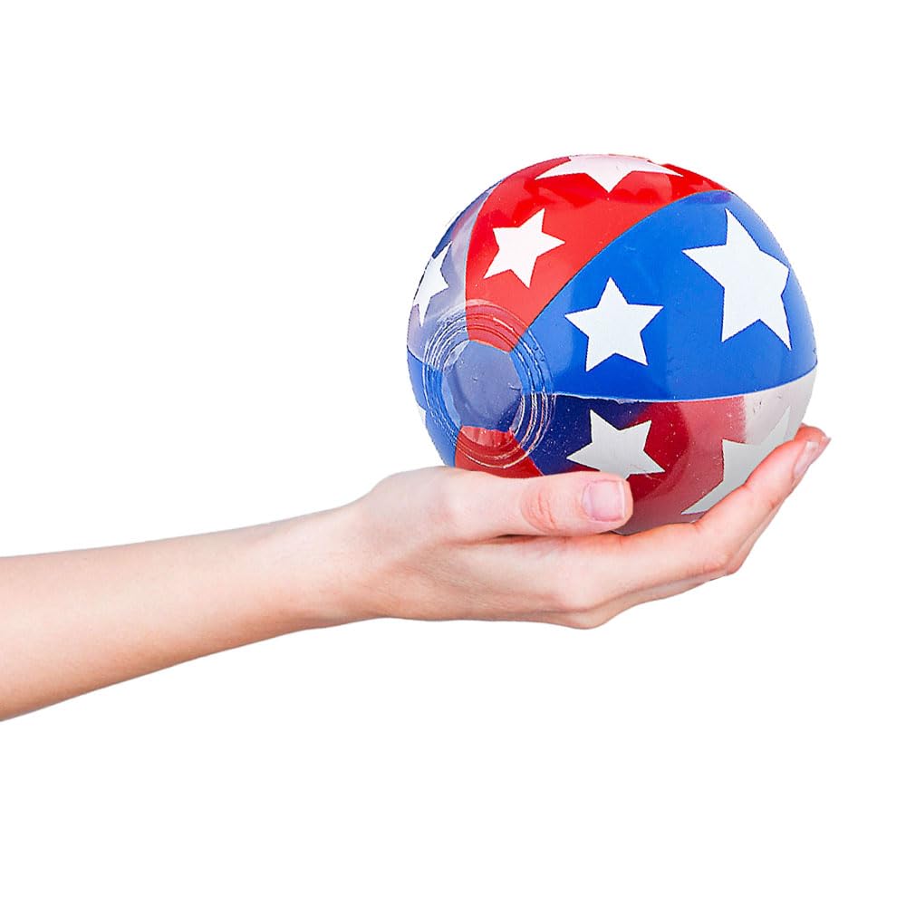 Red White Blue Beach Ball 5 Inch - 12 Pack - Fun Outdoor Pool Party, Beach Games, and Summer Activities for Kids and Adults