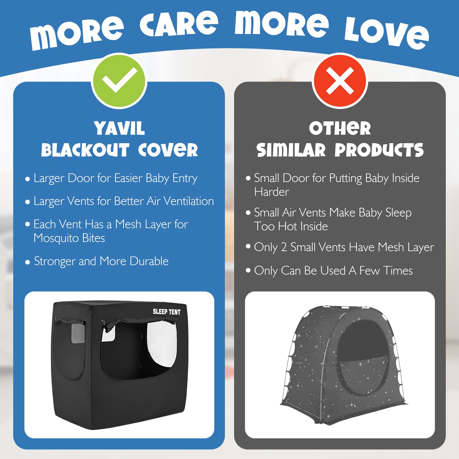 Blackout Sleep Tent for Babies & Toddlers - Pack N Play & Crib Cover with 4 Large Vents, Blocks 98% Light for Better Sleep | Breathable Baby Sleep Pod for Nursery, Travel & Daycare Use