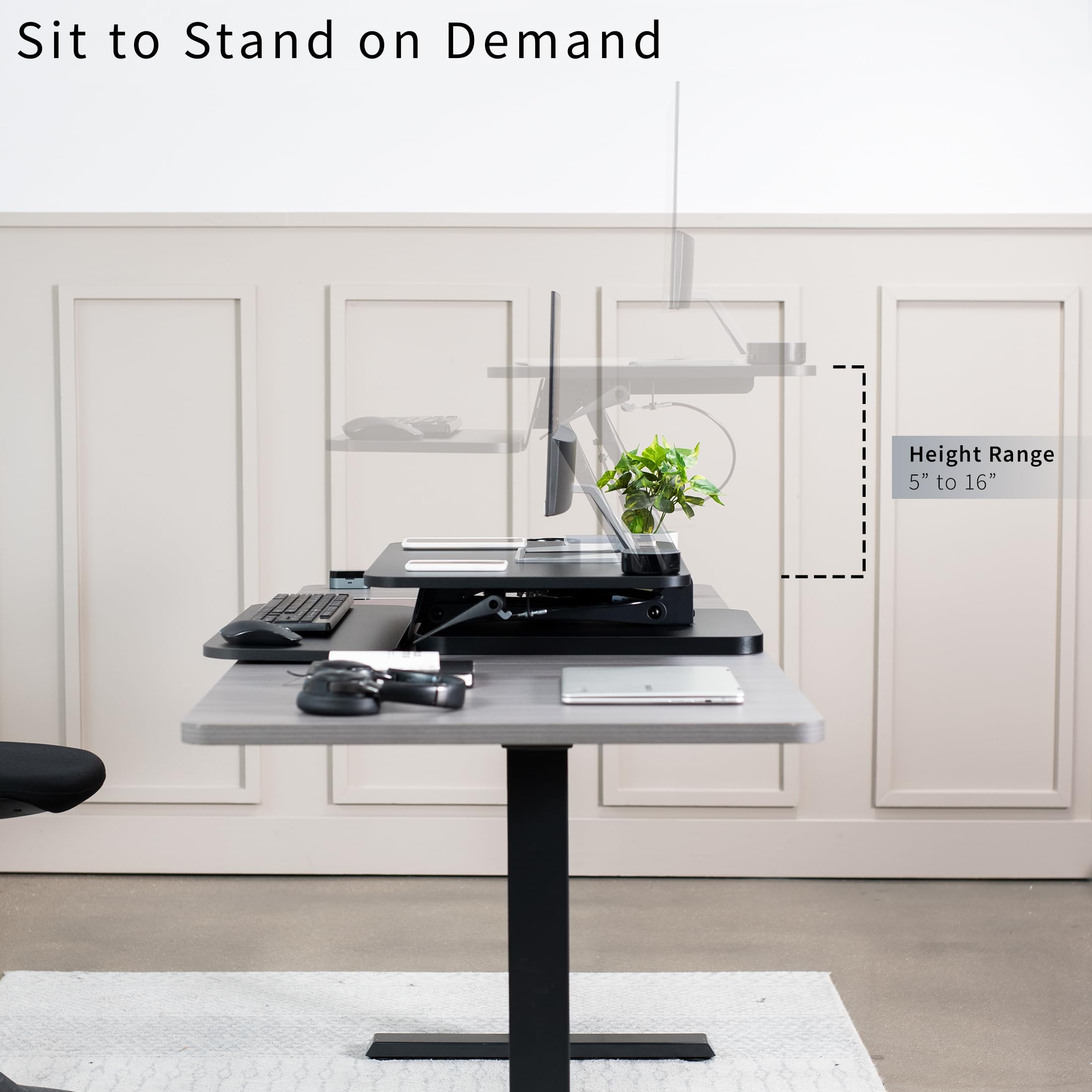 VIVO Black 25 inch Adjustable Standing Desk Converter | Compact Sit Stand Workstation for Monitor & Laptop | Home Office & Gaming Setup | Model DESK-V001G