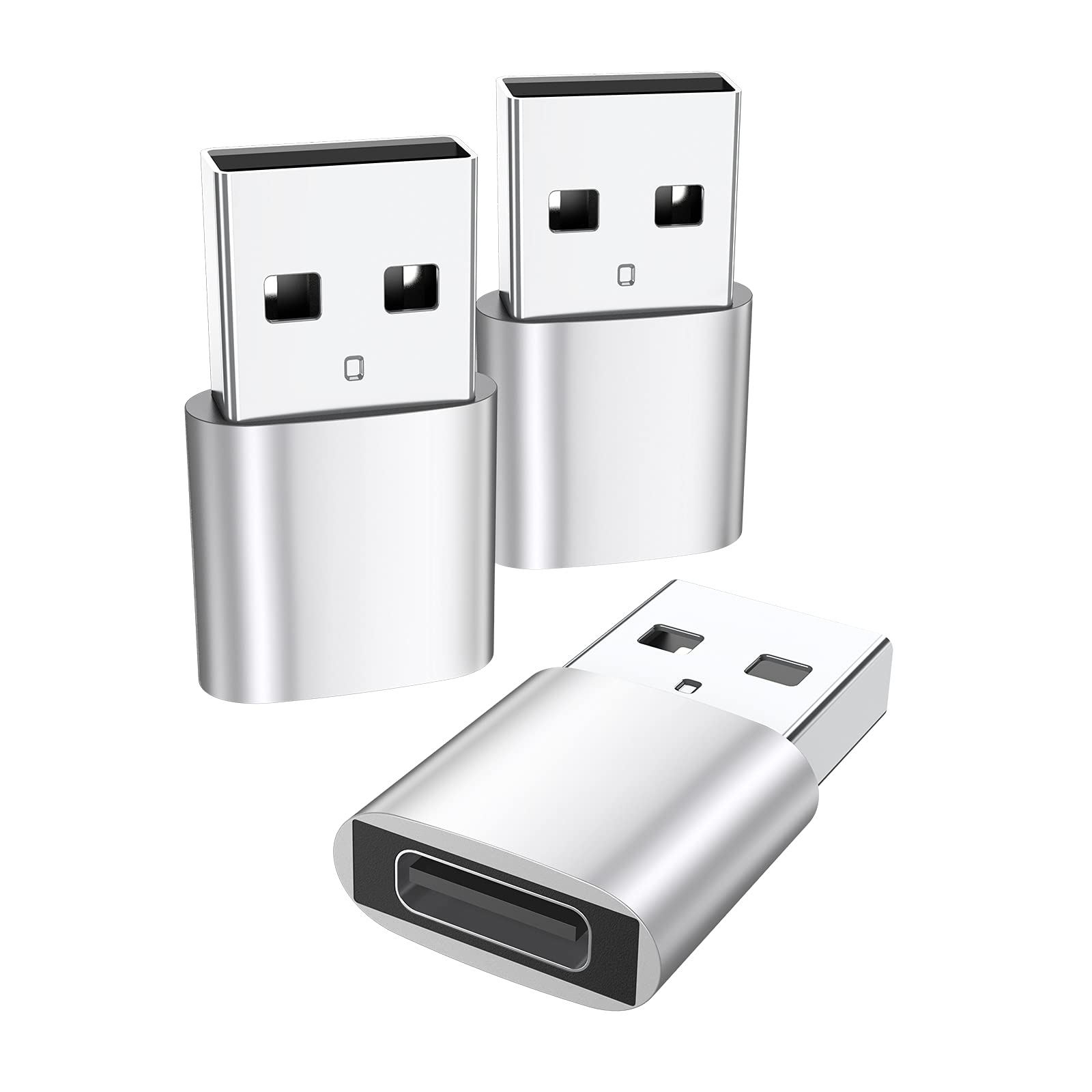 USB C Female to USB Male Adapter 3 Pack - Type C to USB A Charger Cable Converter - Compatible with iPhone 12/11/Pro/Max, iPad Air/Pro, Samsung Galaxy S21/S20, Google Pixel 5/4 - Perfect for Charging, Data Transfer & Device Connectivity at Home, Office or Travel