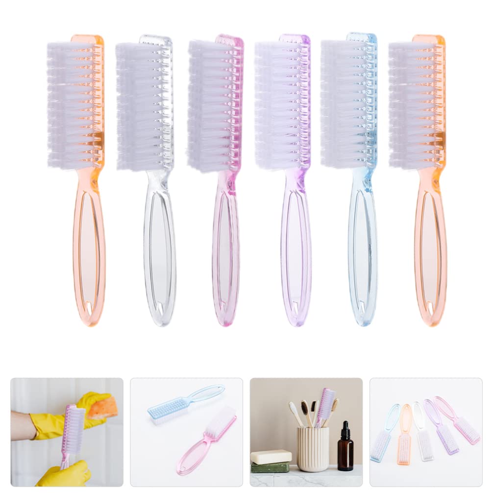 Healvian 6-Piece Nail Cleaning Brush Set with Ergonomic Handle - Durable Nail Scrub Brush for Fingernails & Toes - Perfect for Pedicure, Manicure & Hygiene Care - Ideal for Men & Women (Random Colors) - Home Spa, Salon & Travel Essential