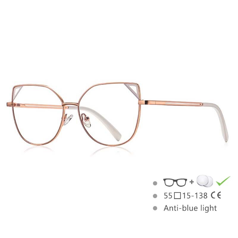 CCspace Women's Full Rim Round Cat Eye Eyeglasses 54549 - Stylish Alloy Frame Glasses for Women, Fashionable Eyewear for Office, Reading & Everyday Use