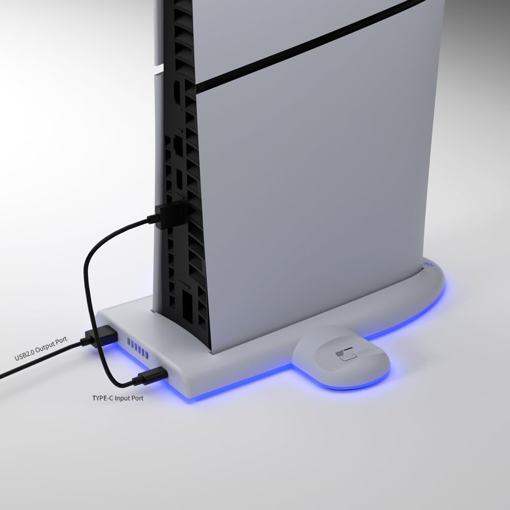 RGB Cooling Stand for PS5 Slim - Fast Charging Dock with Dual Controller Station for Gaming Setup