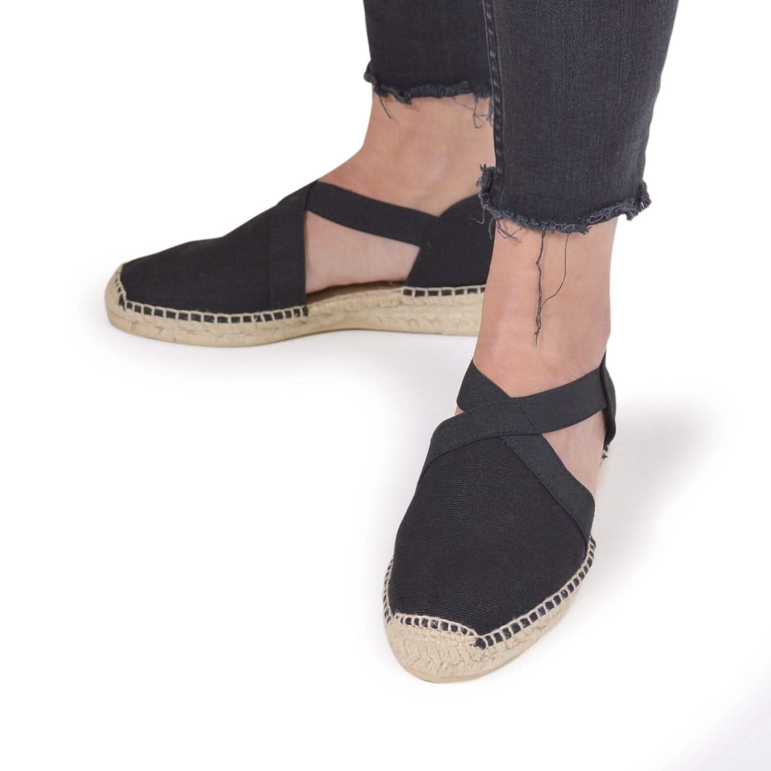 Women's Canvas Espadrille Shoes with Comfortable Jute Sole & Elastic Design - Perfect for Summer, Beach, and Casual Outings