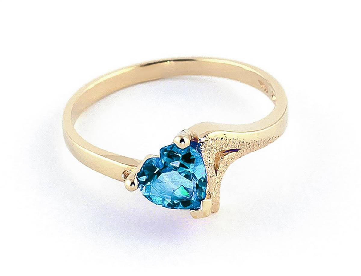 0.95 Carat 14K Solid Yellow Gold Ring with Natural Blue Topaz - Elegant Birthstone Jewelry for Women, Perfect for Engagement, Anniversary & Everyday Wear