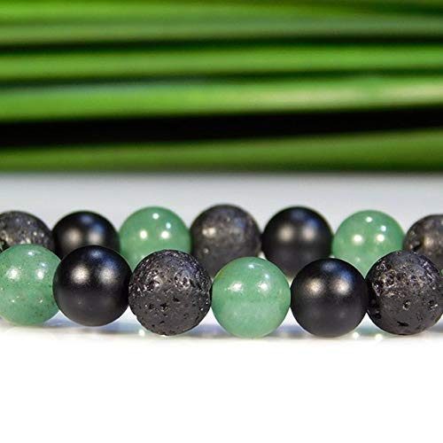 8mm Aventurine Onyx Lava Rock Mix Bracelet - Healing Chakra Balancing Oil Diffuser Jewelry for Meditation, Yoga & Stress Relief